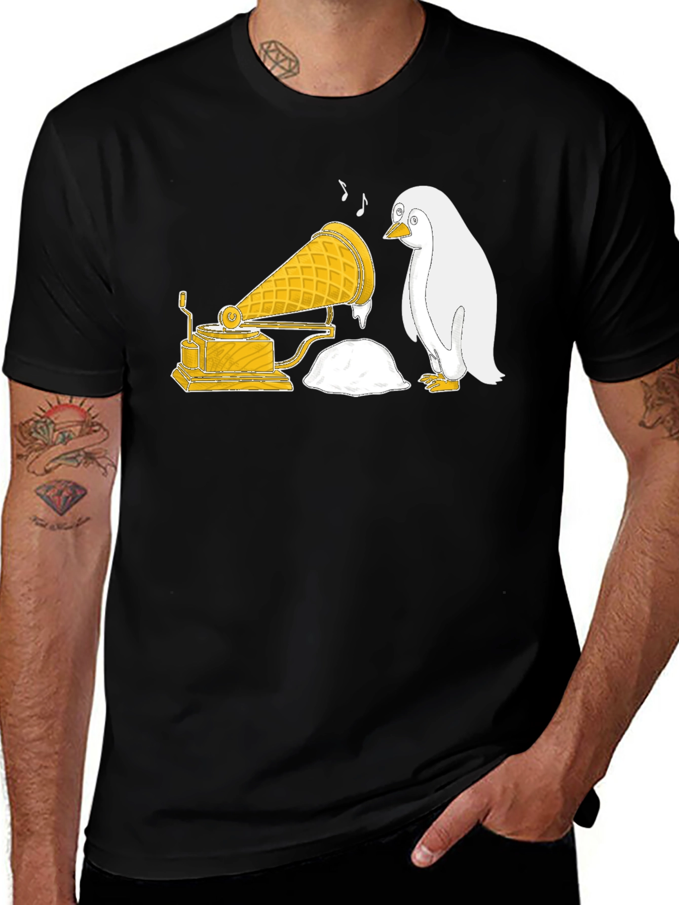 Penguin Ice Cream Gramophone T-Shirt