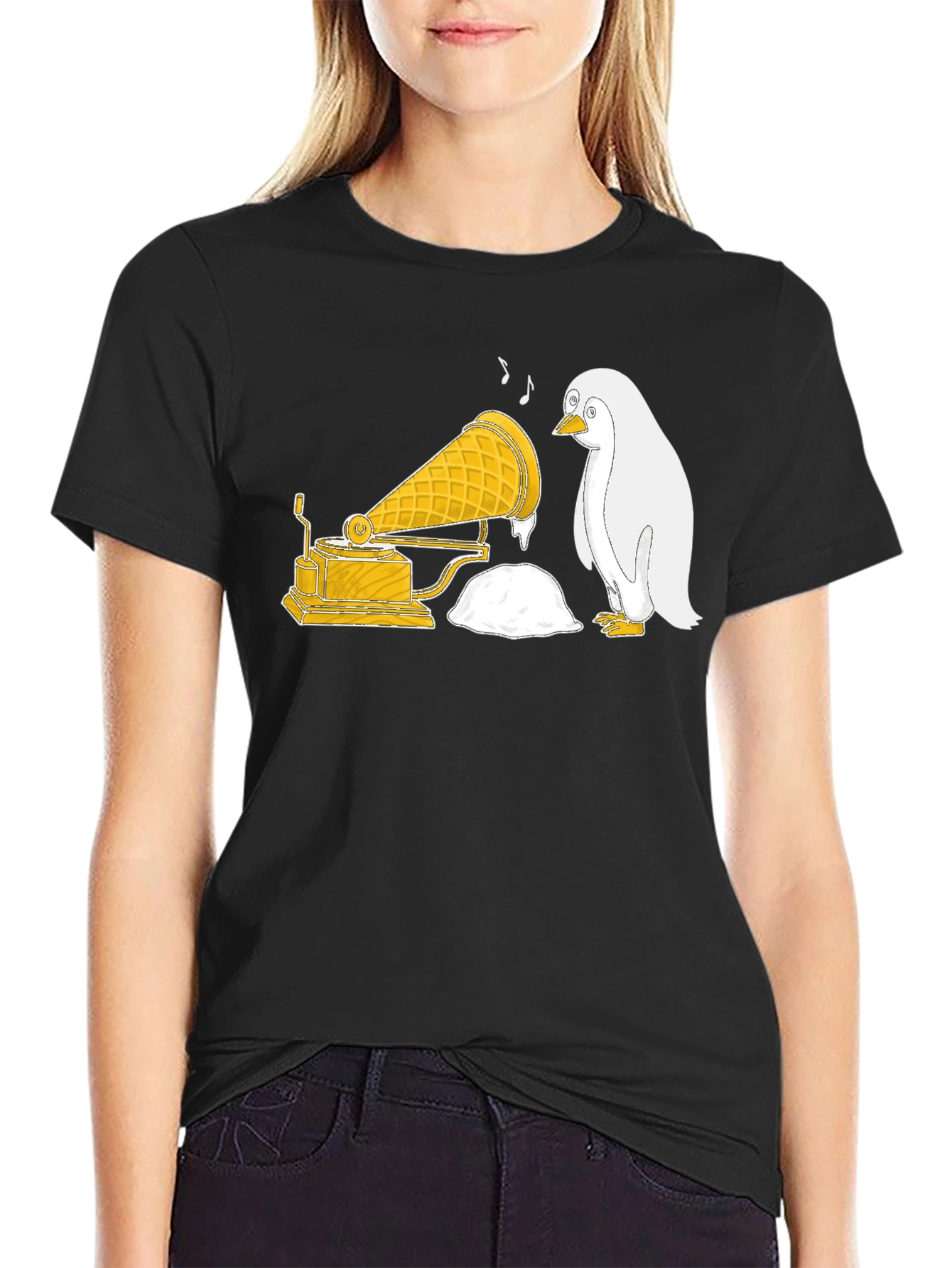 Penguin Ice Cream Gramophone T-Shirt