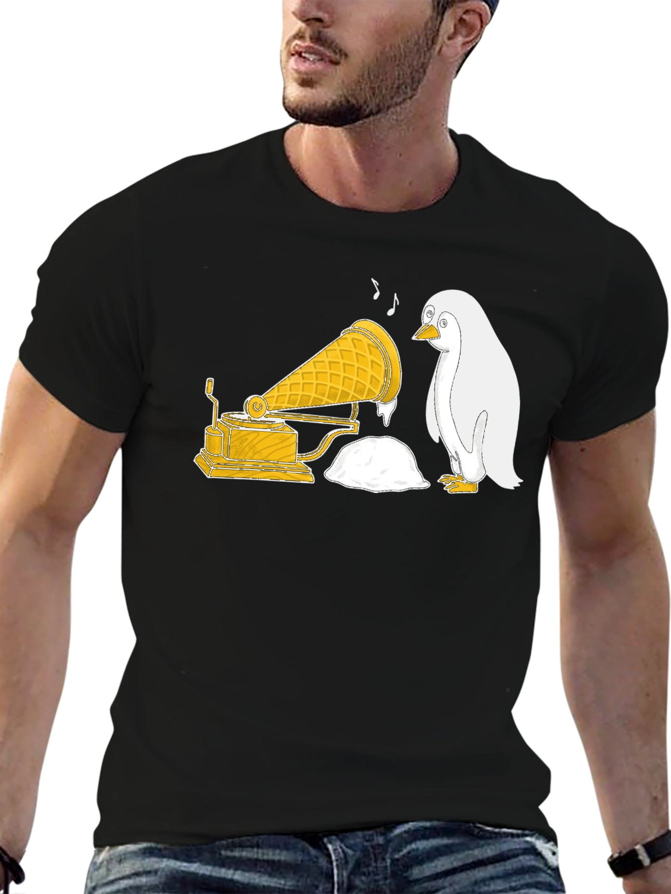 Penguin Ice Cream Gramophone T-Shirt