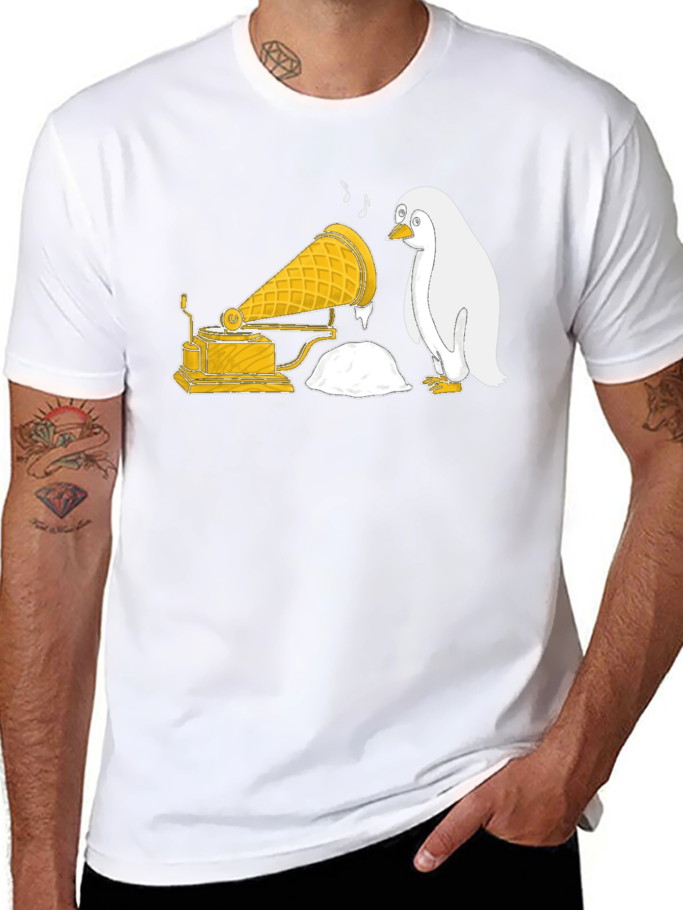 Penguin Ice Cream Gramophone T-Shirt