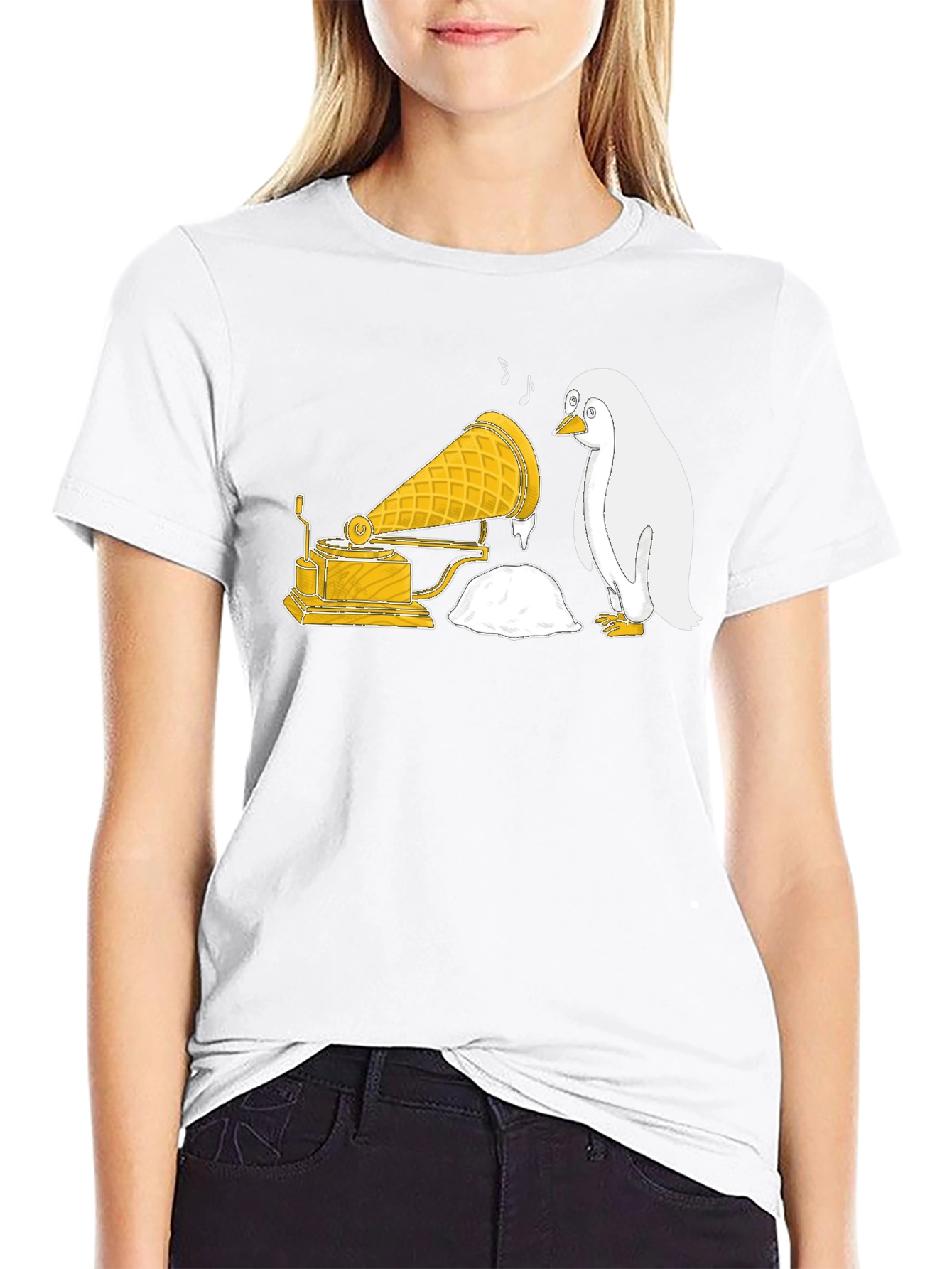 Penguin Ice Cream Gramophone T-Shirt