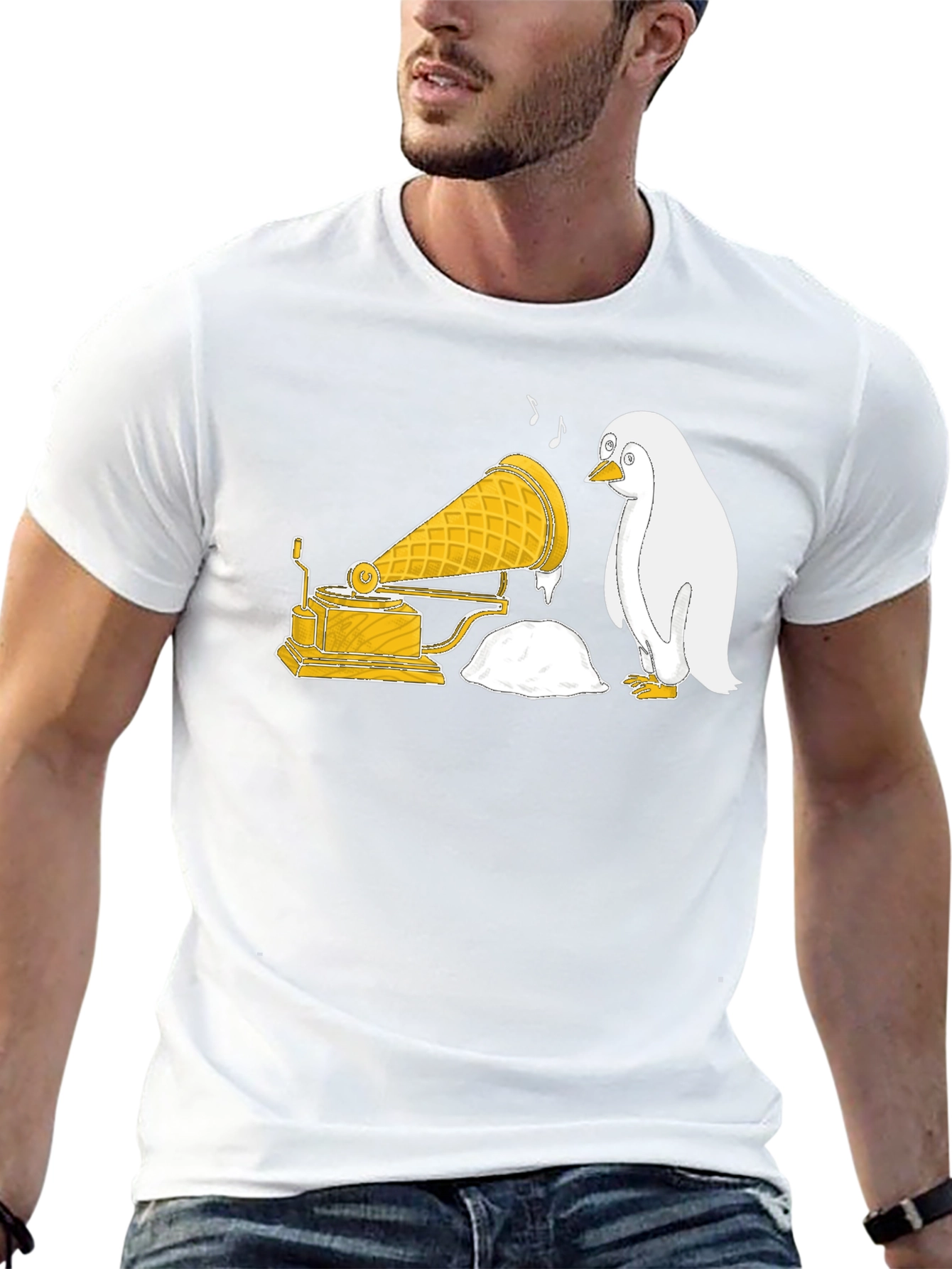 Penguin Ice Cream Gramophone T-Shirt