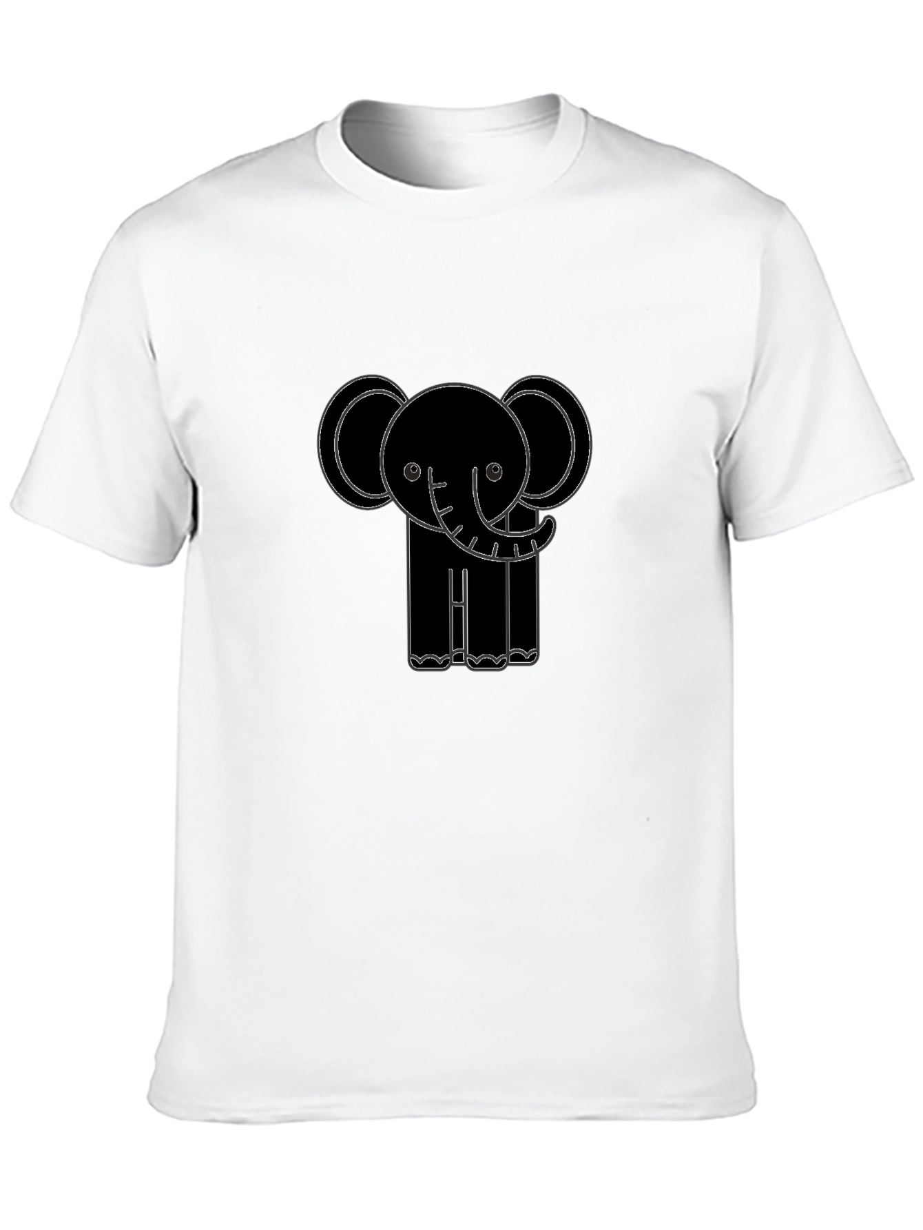 Cute Elephant Outline Black T-Shirt