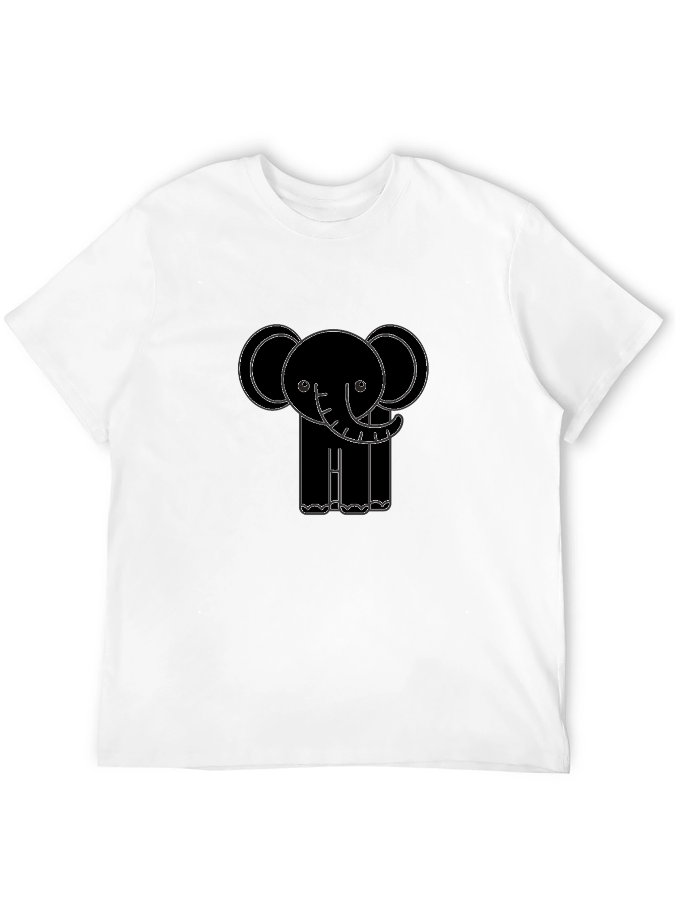 Cute Elephant Outline Black T-Shirt