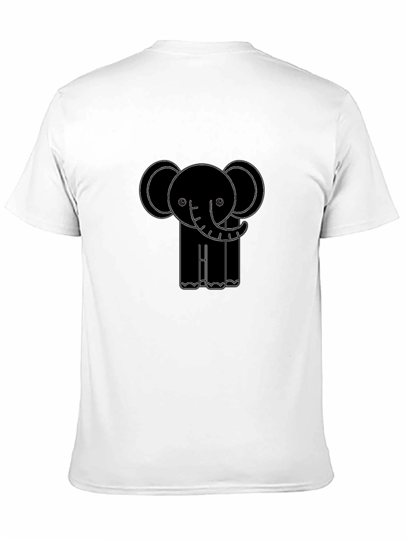 Cute Elephant Outline Black T-Shirt
