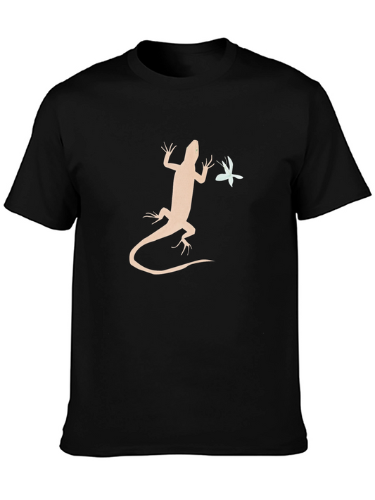 Lizard and Flower Graphic Tee - Cool Mens T-Shirt