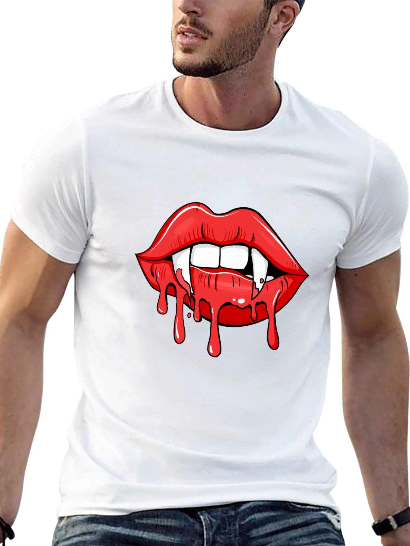 Vampire Lips Graphic Tee - Halloween T-Shirt