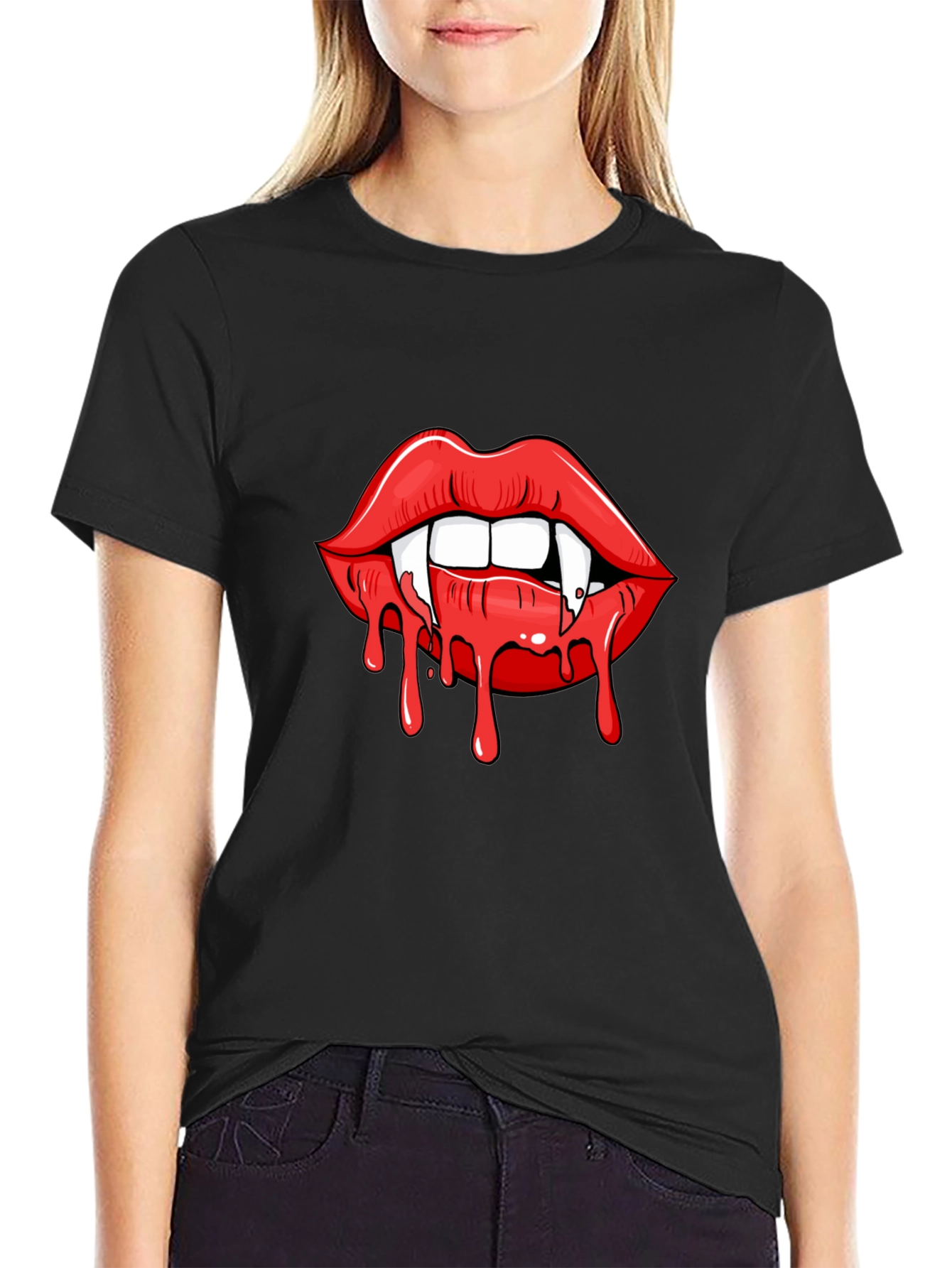 Vampire Lips Graphic Tee - Halloween T-Shirt