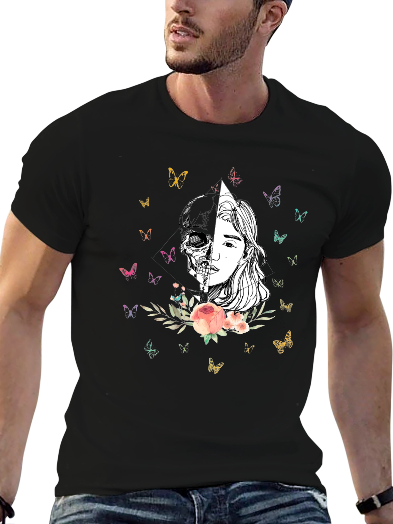 Skull & Beauty Graphic Tee - Unisex Fashion Shirt