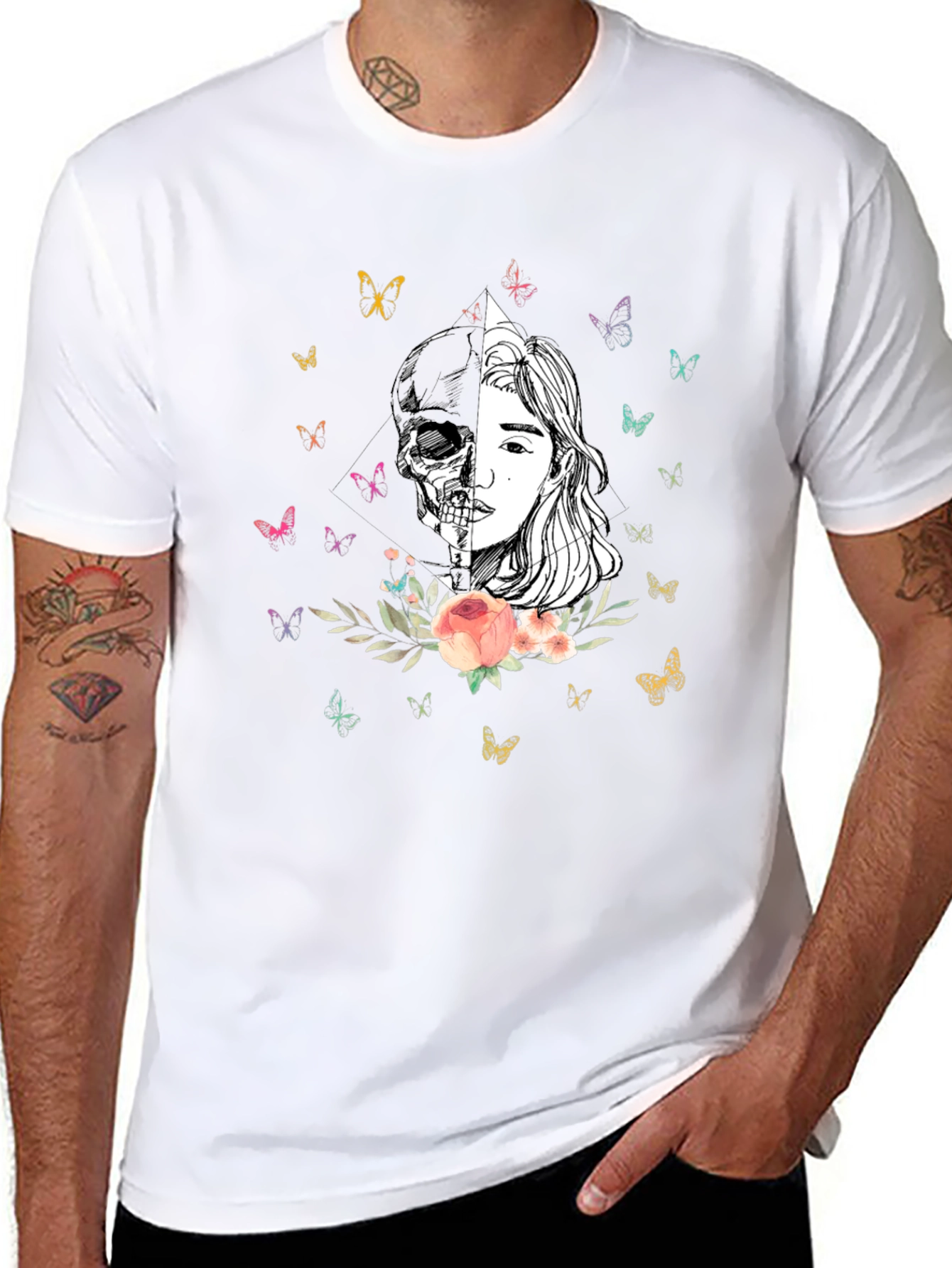 Skull & Beauty Graphic Tee - Unisex Fashion Shirt