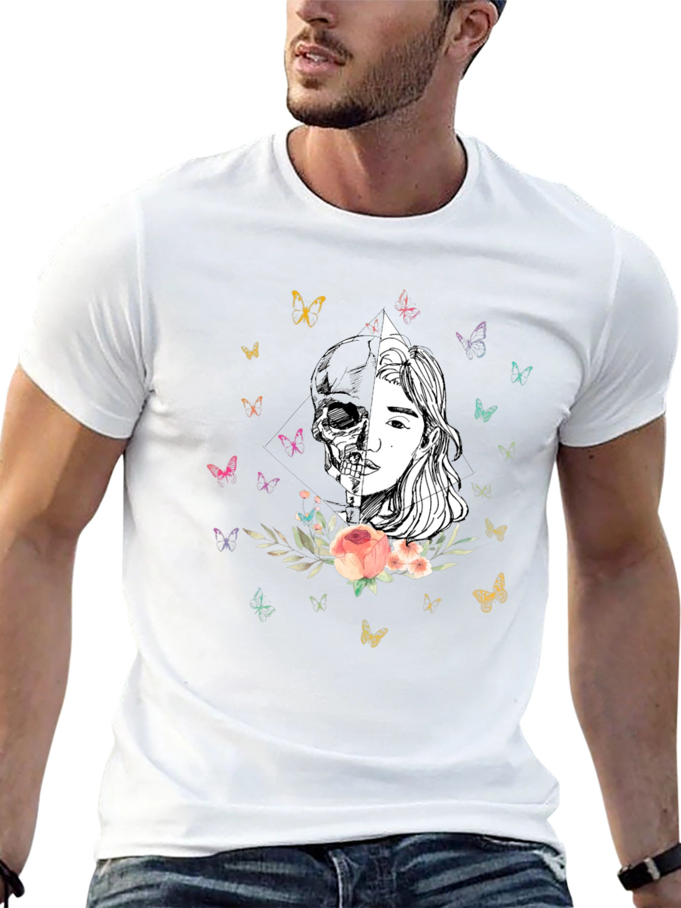 Skull & Beauty Graphic Tee - Unisex Fashion Shirt