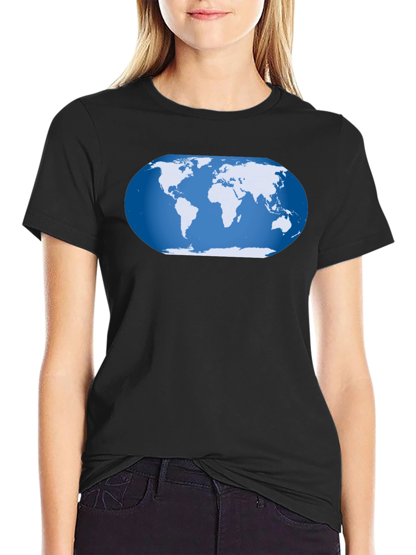 World Map Graphic T-Shirt - Black Cotton Tee