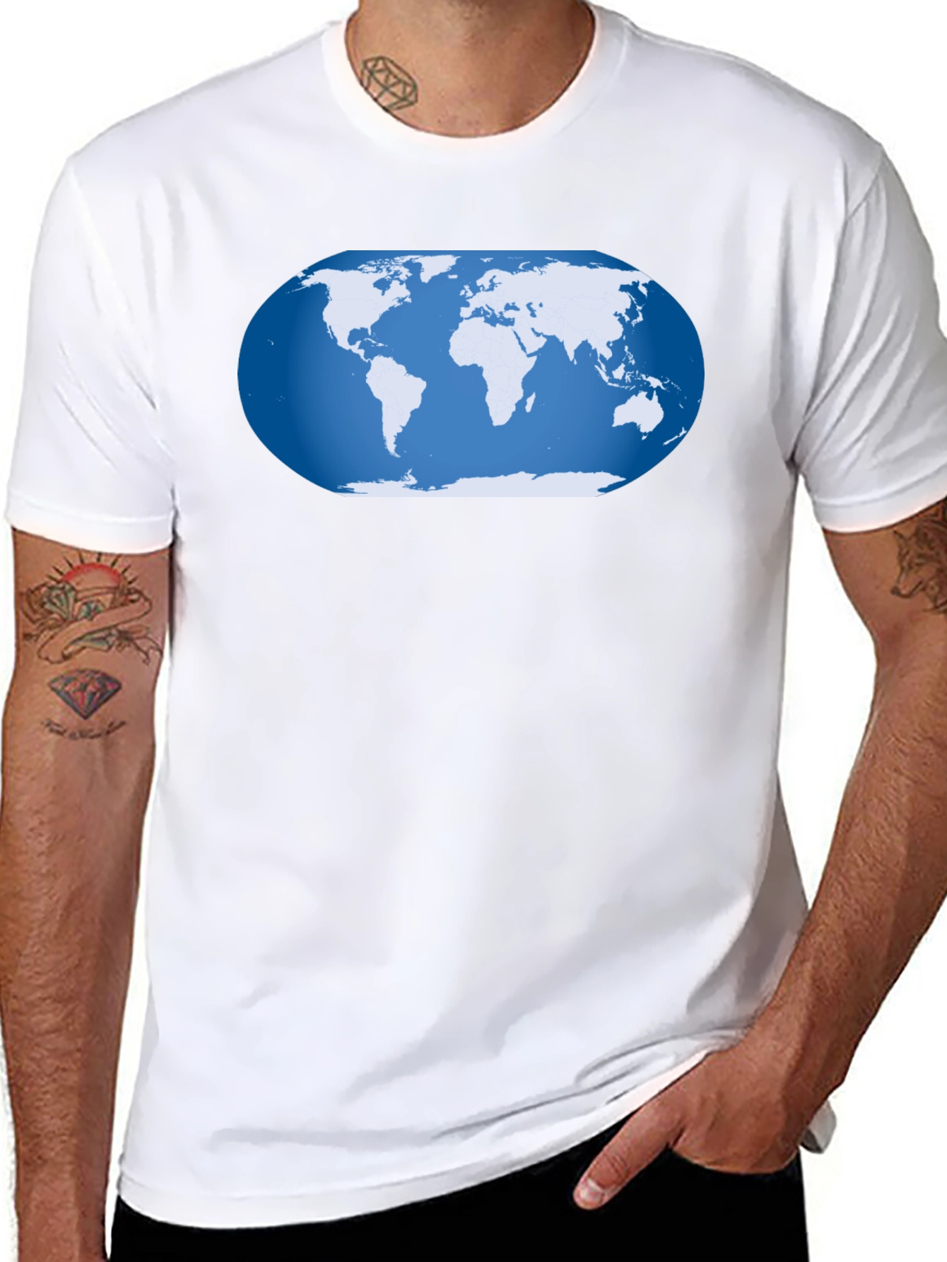World Map Graphic T-Shirt - Black Cotton Tee