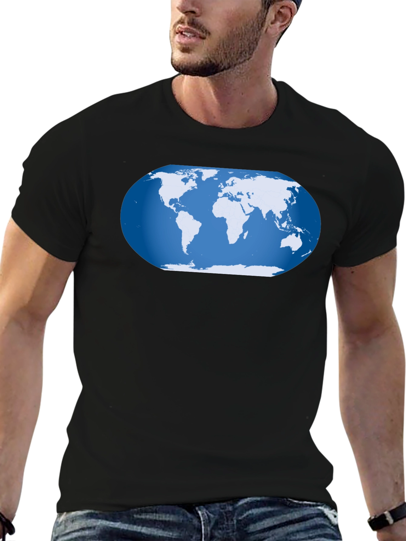 World Map Graphic T-Shirt - Black Cotton Tee