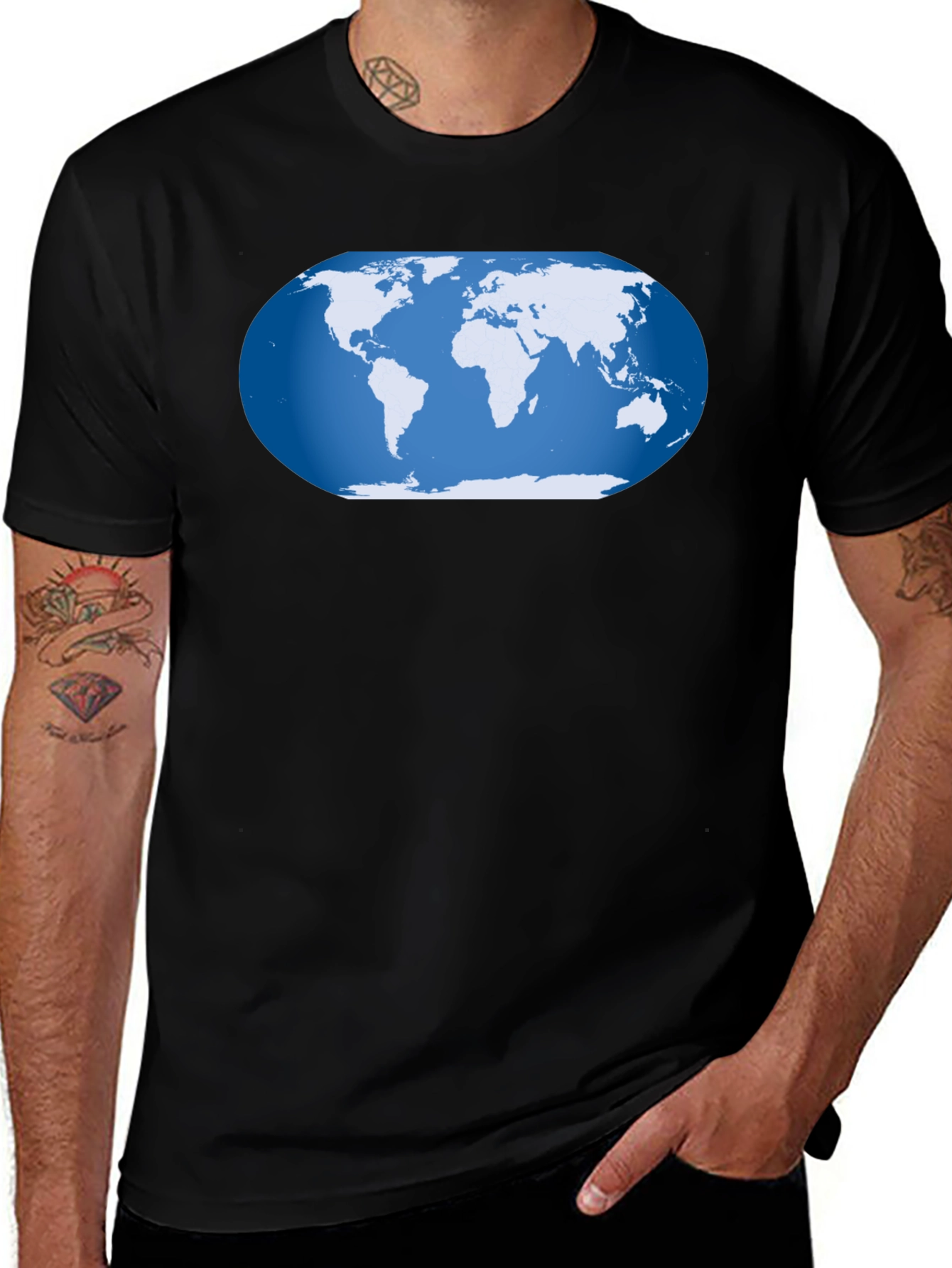 World Map Graphic T-Shirt - Black Cotton Tee
