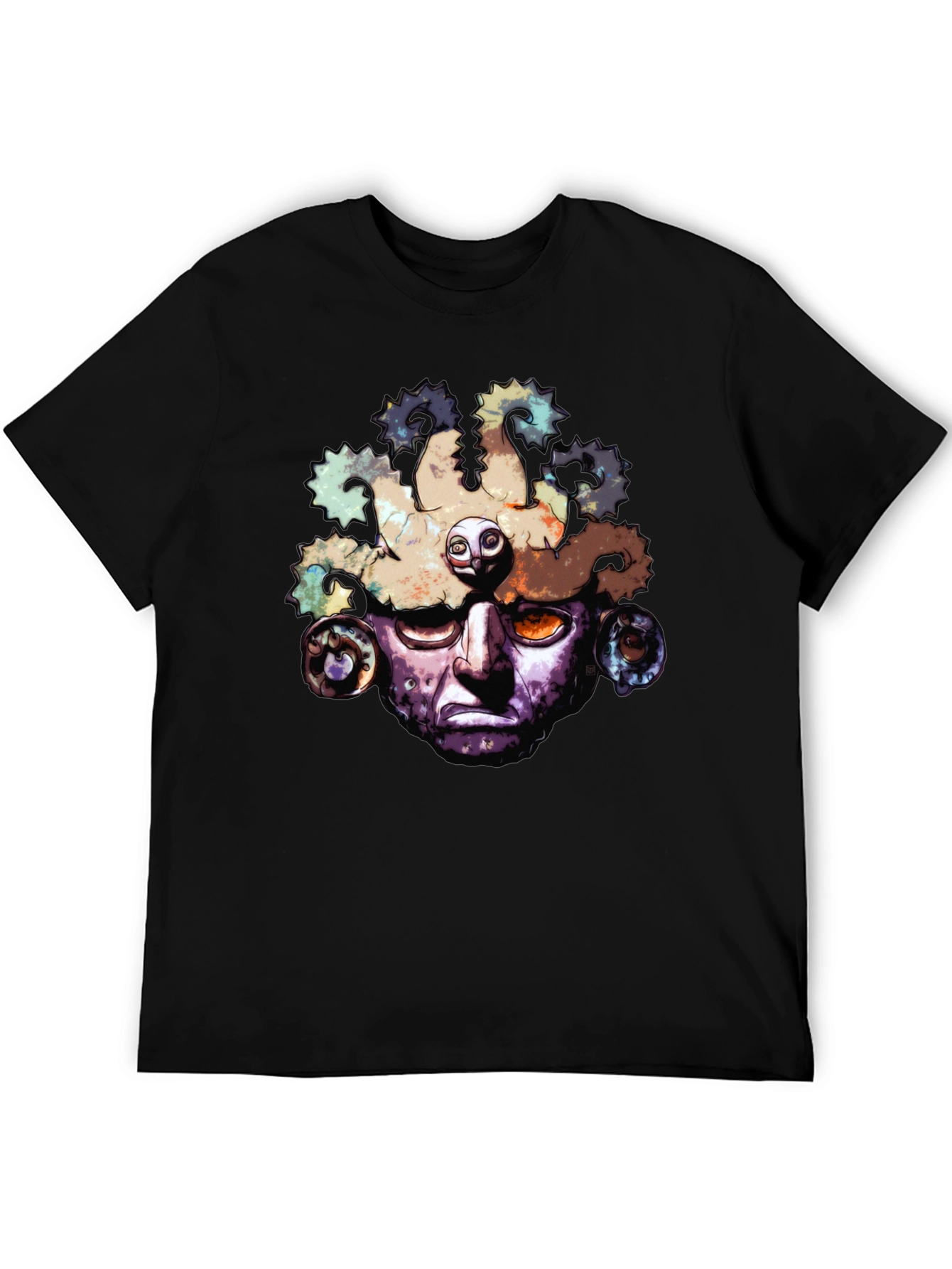 Aztec Mask Graphic T-Shirt - Black
