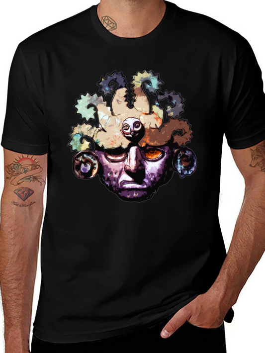 Aztec Mask Graphic T-Shirt - Black