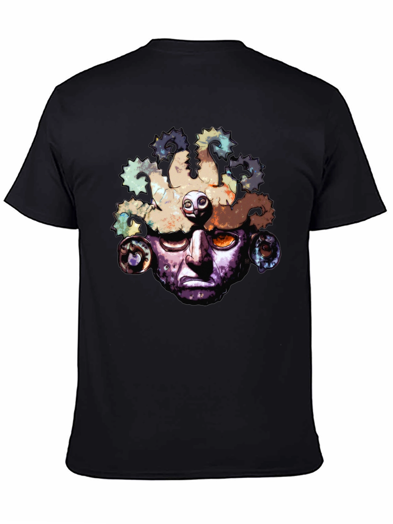 Aztec Mask Graphic T-Shirt - Black