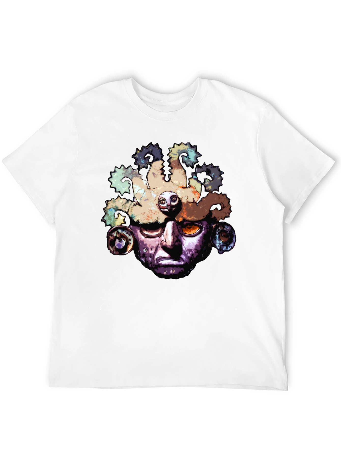 Aztec Mask Graphic T-Shirt - Black