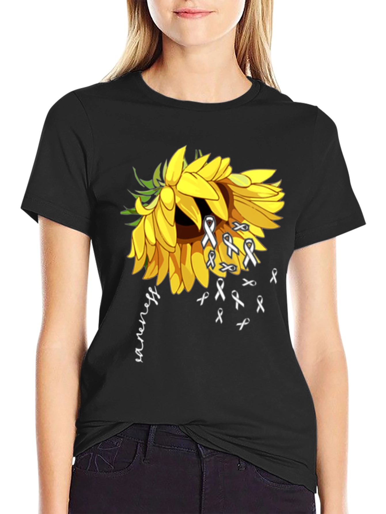 Awareness Sunflower Graphic T-Shirt
