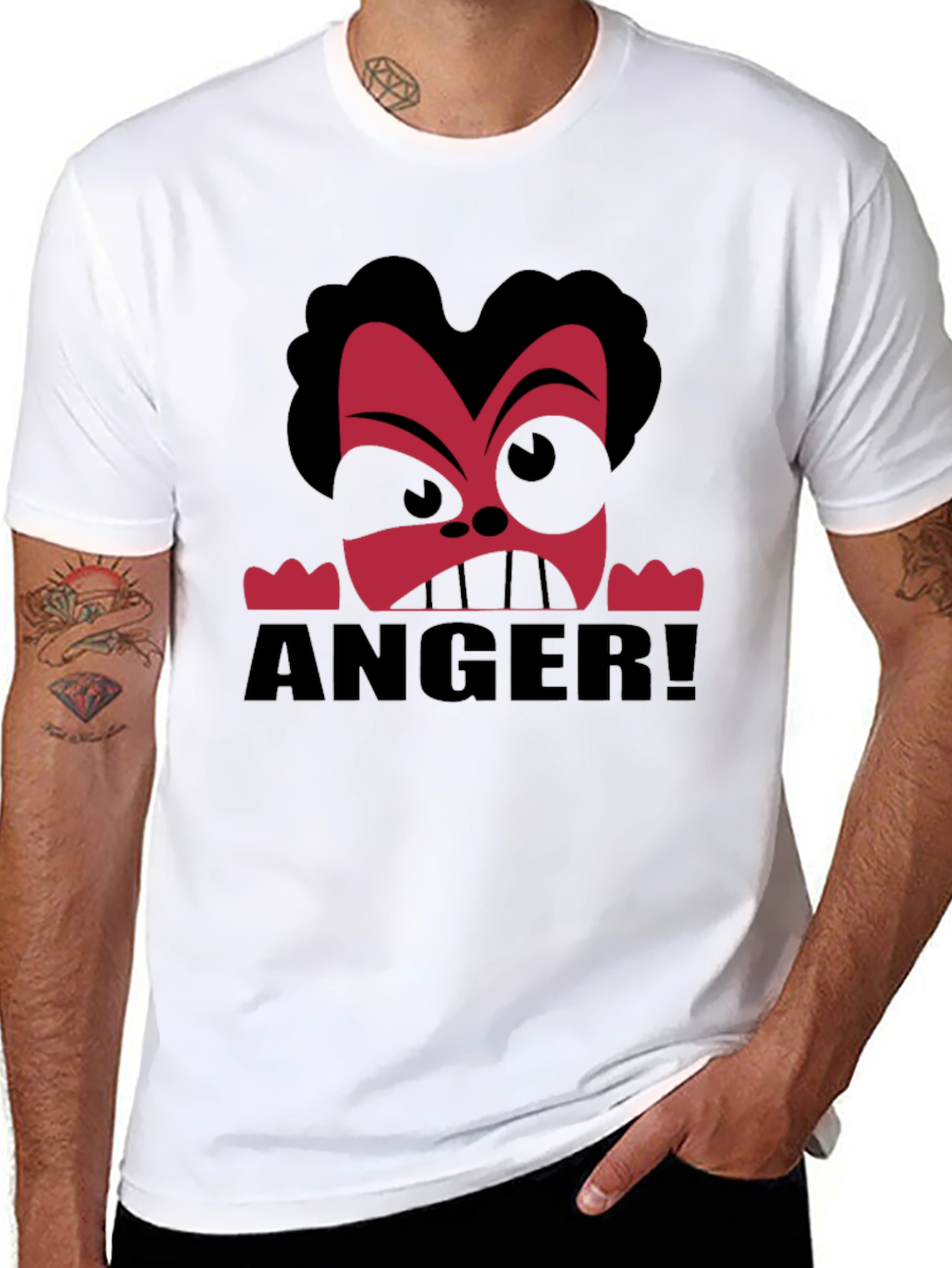 Anger Cartoon Graphic Black T-Shirt