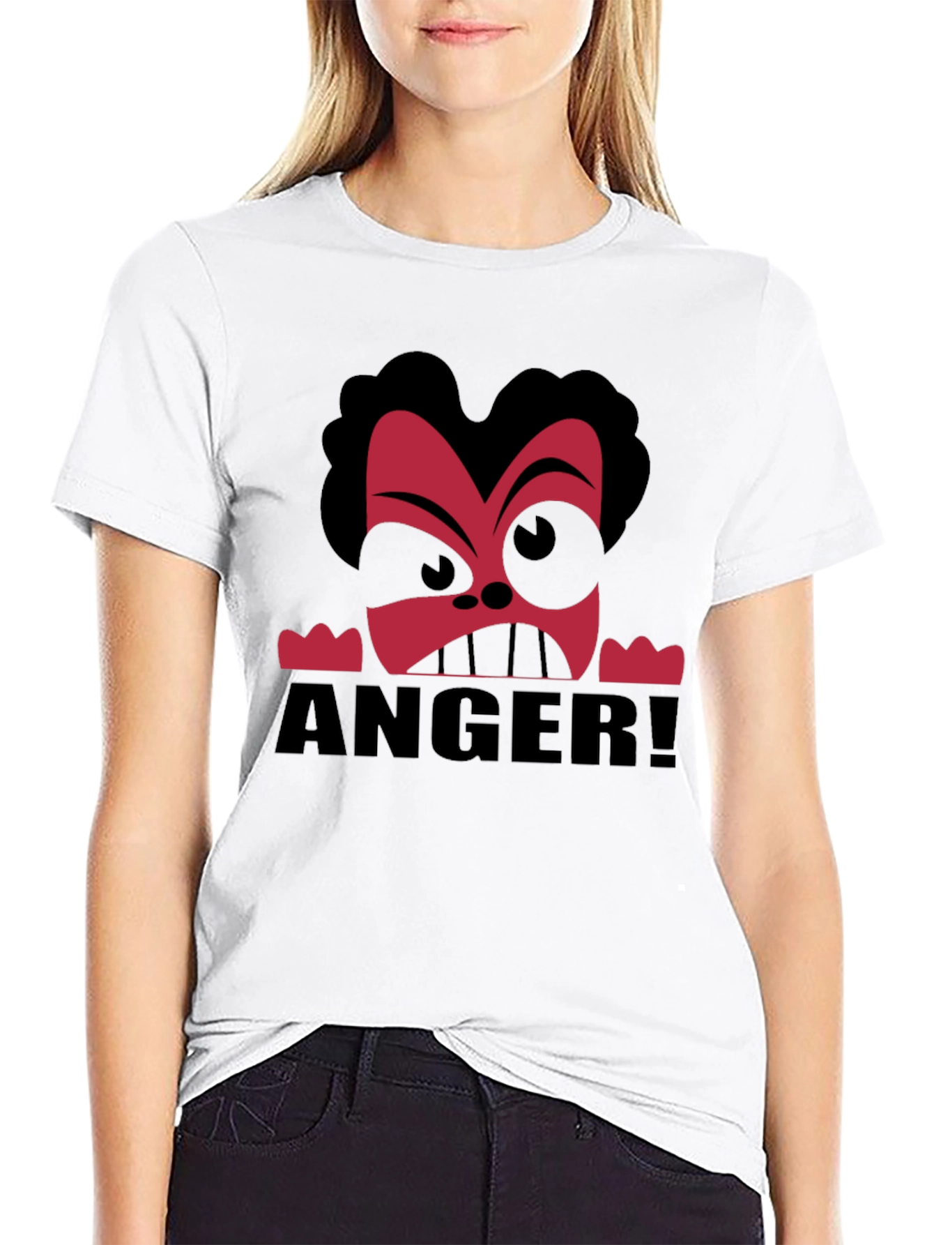 Anger Cartoon Graphic Black T-Shirt