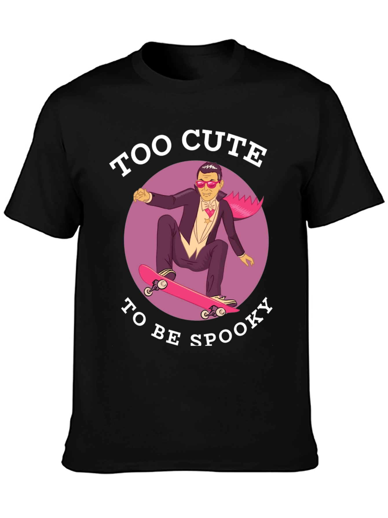 Too Cute To Be Spooky Skateboard Dracula Graphic Tee