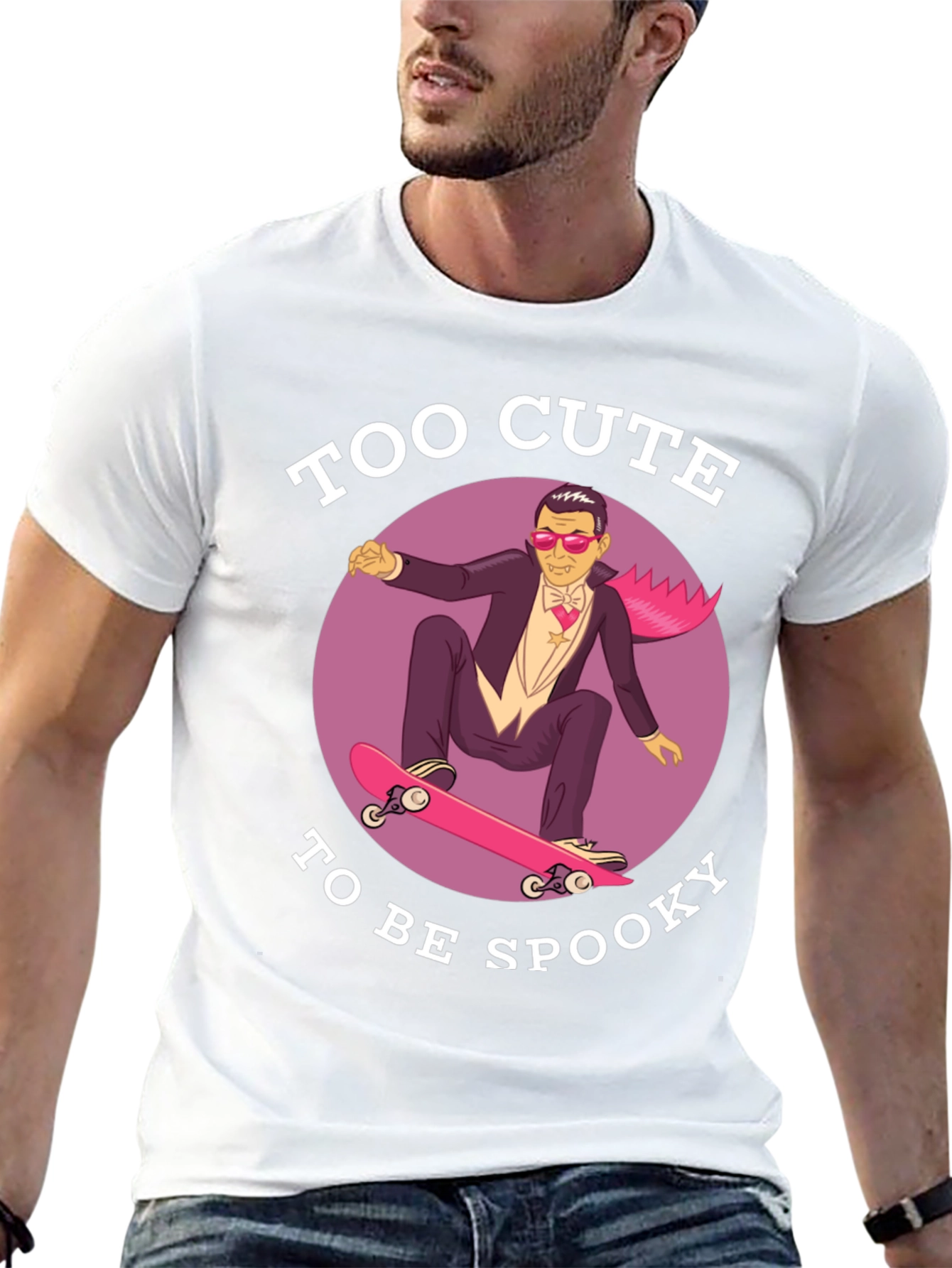 Too Cute To Be Spooky Skateboard Dracula Graphic Tee