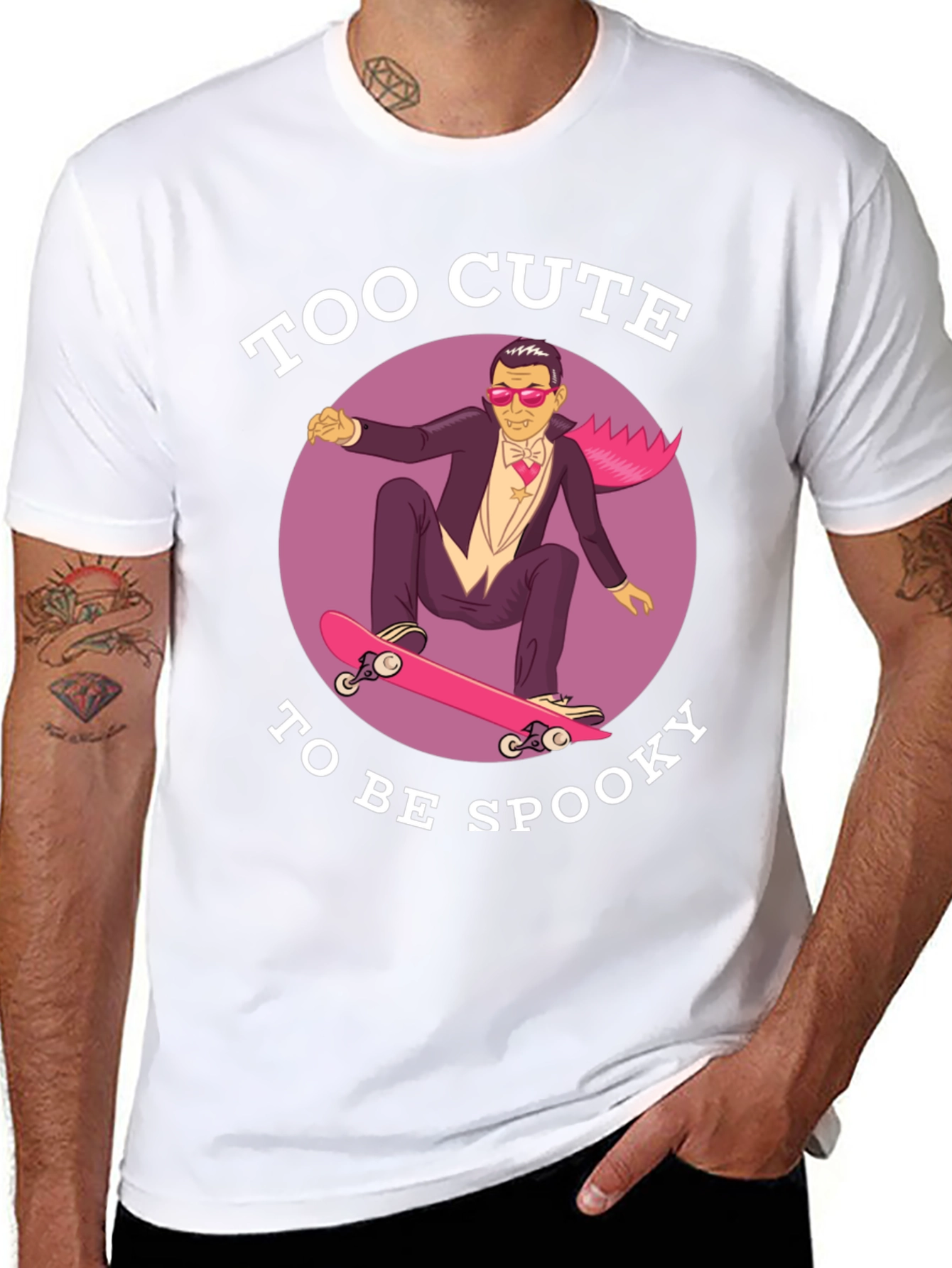 Too Cute To Be Spooky Skateboard Dracula Graphic Tee