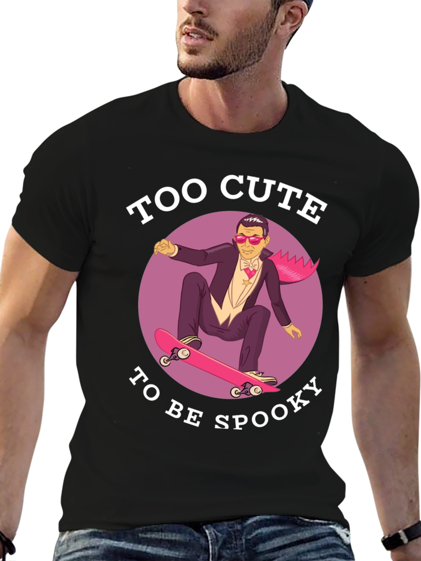 Too Cute To Be Spooky Skateboard Dracula Graphic Tee