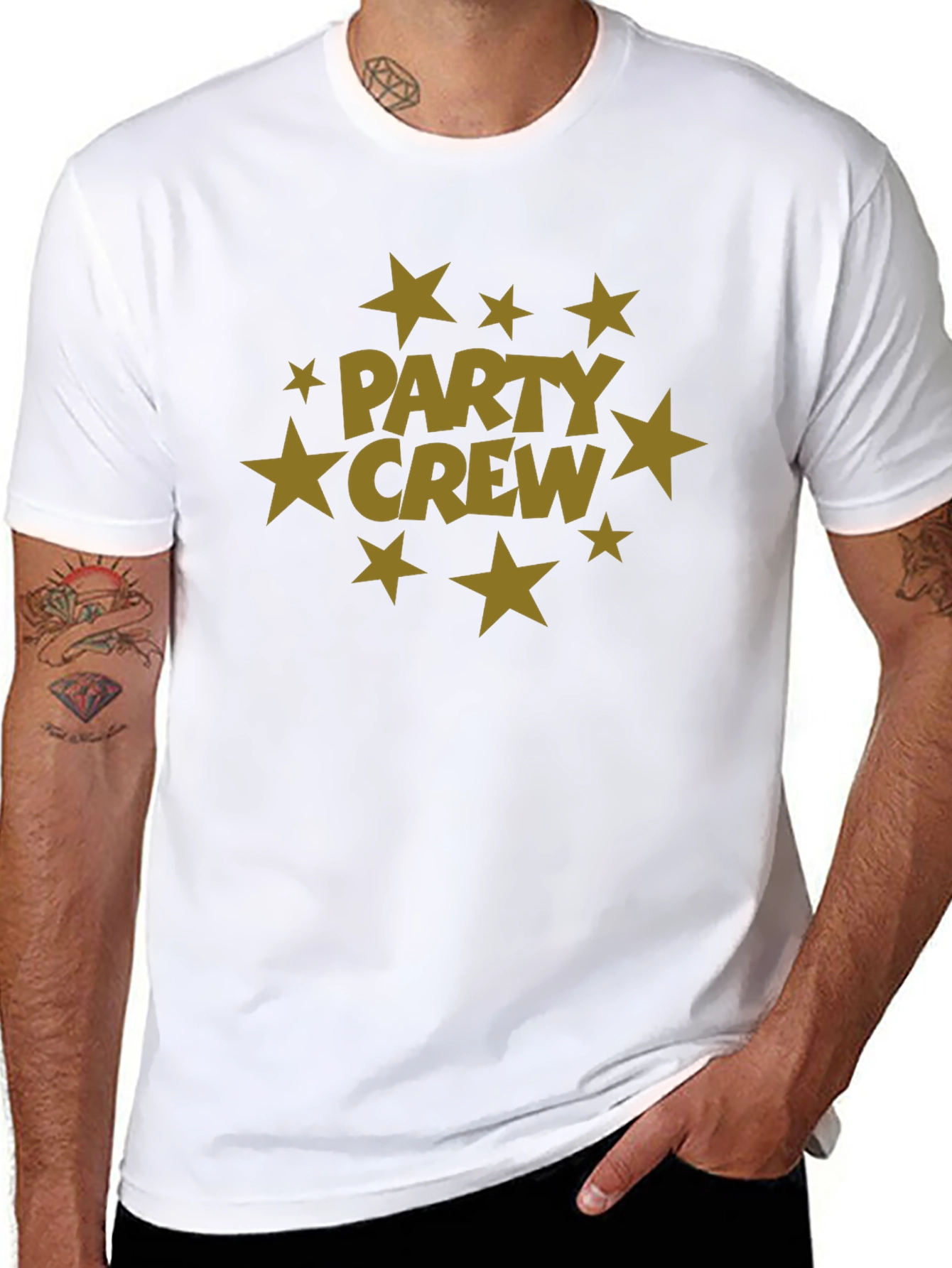 Party Crew Black T-Shirt with Star Graphic