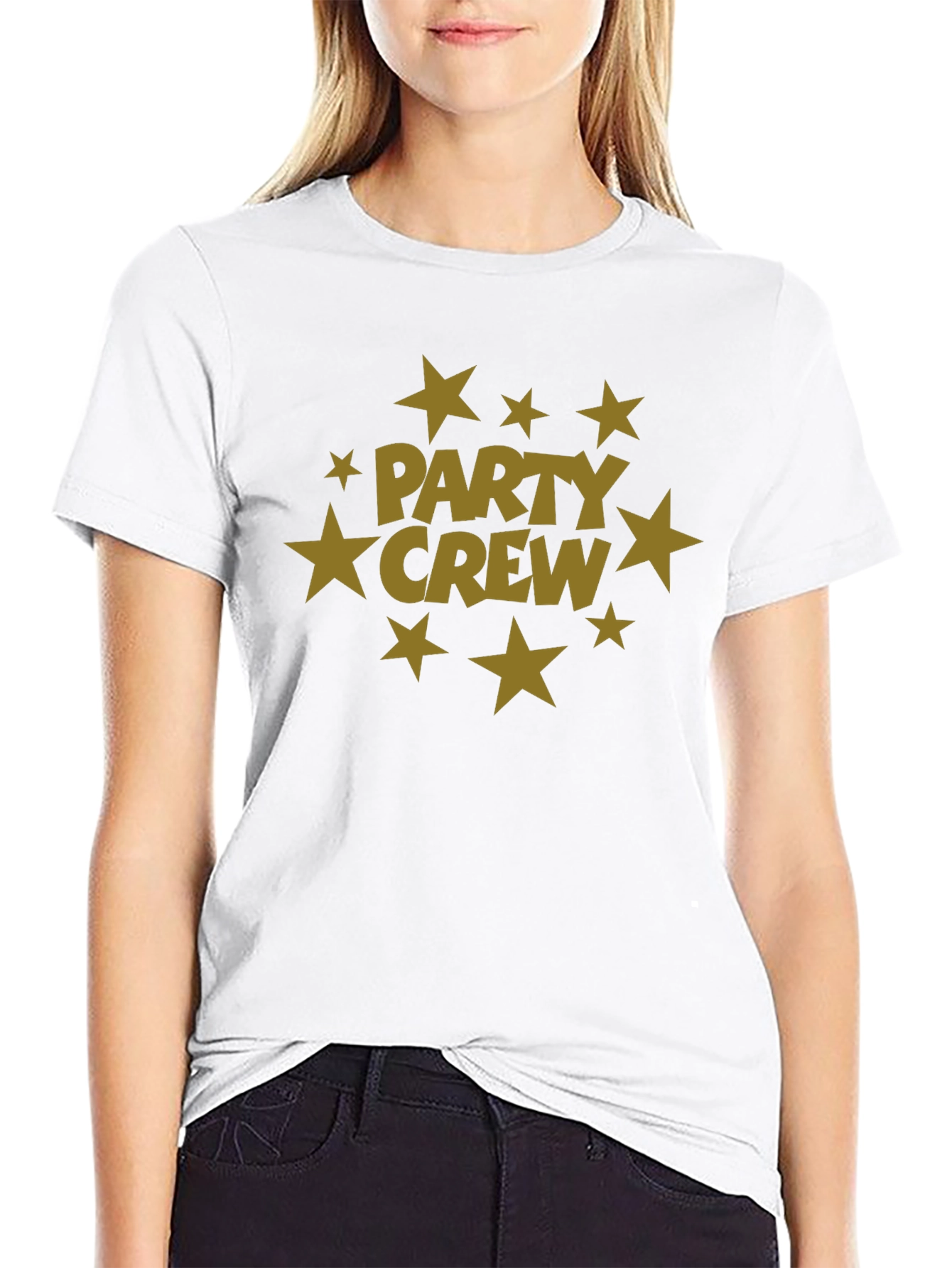 Party Crew Black T-Shirt with Star Graphic