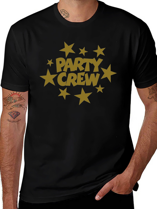 Party Crew Black T-Shirt with Star Graphic