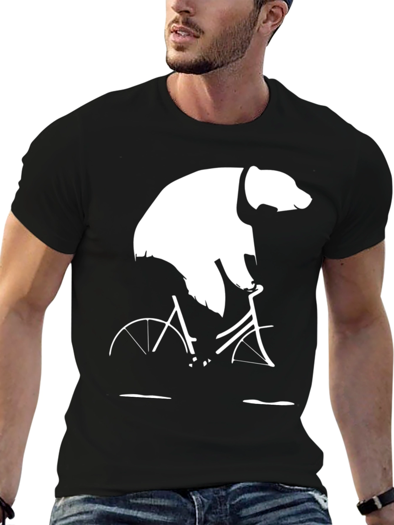 Bear on Bike Graphic Tee - Cool Mens T-Shirt