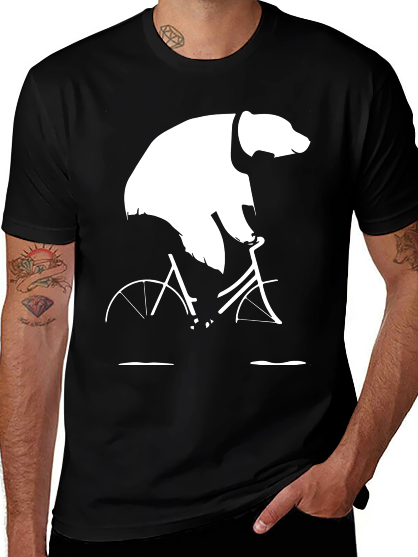 Bear on Bike Graphic Tee - Cool Mens T-Shirt