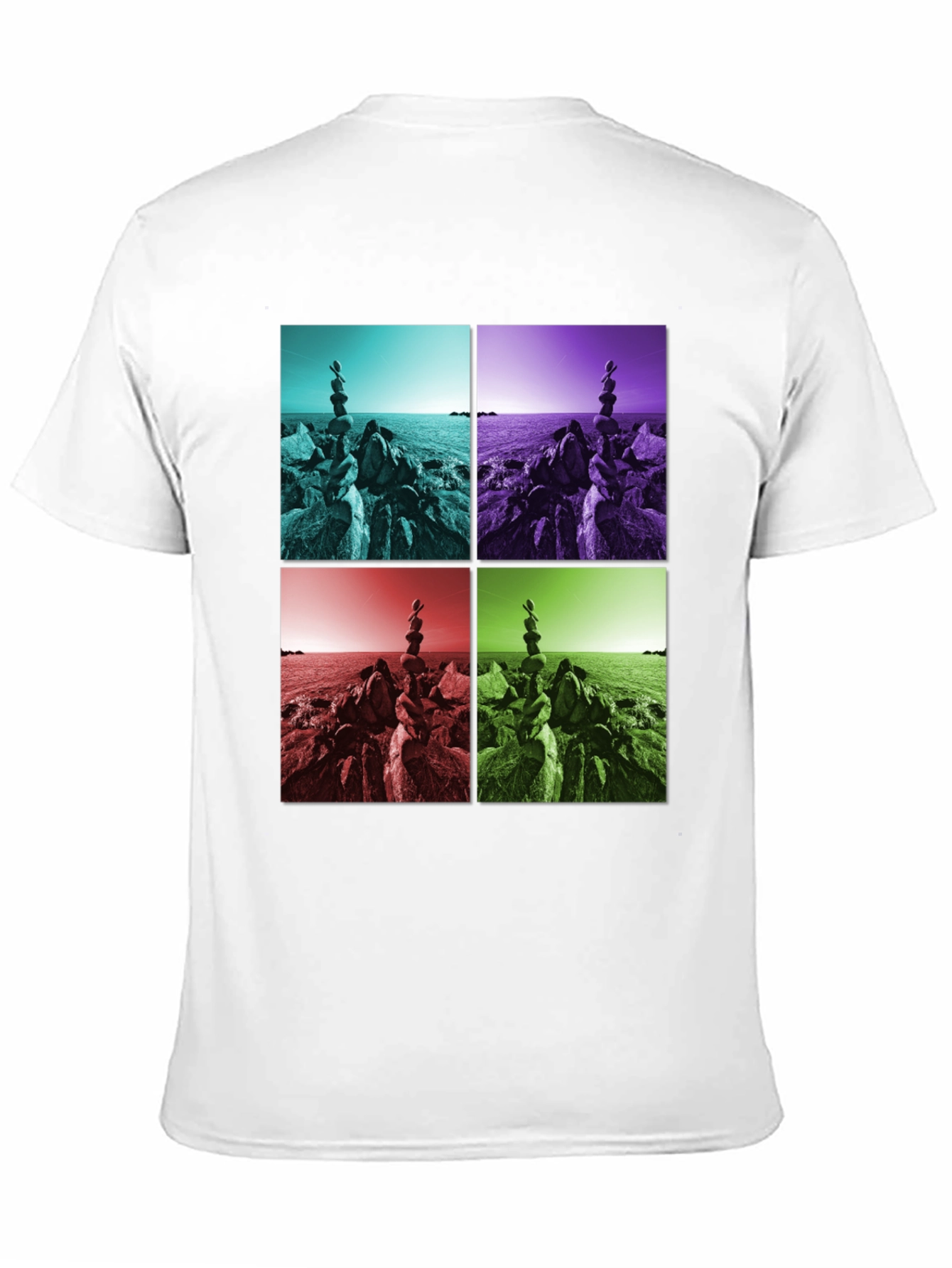 Zen Rock Balance T-Shirt - Coastal Harmony Design