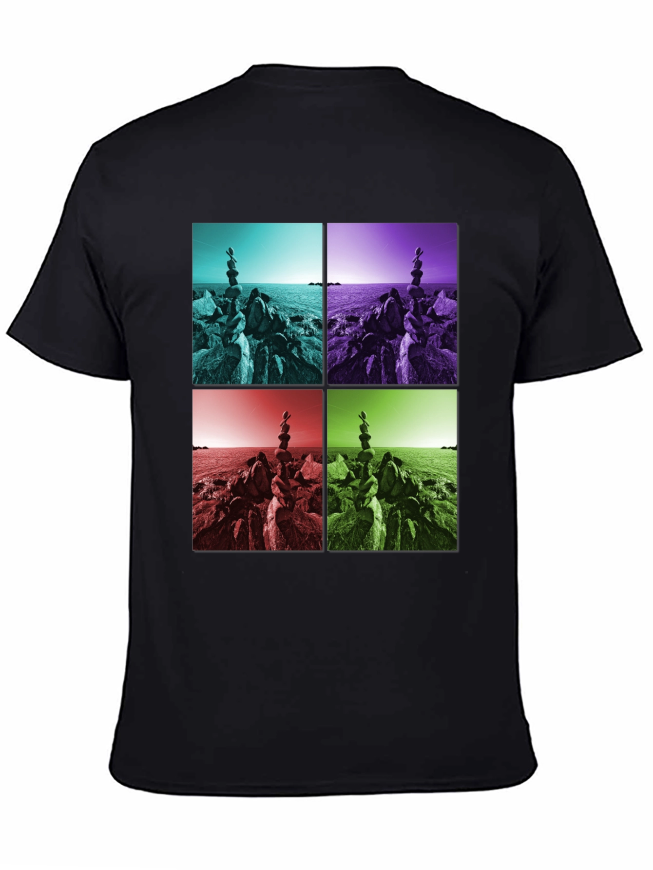 Zen Rock Balance T-Shirt - Coastal Harmony Design