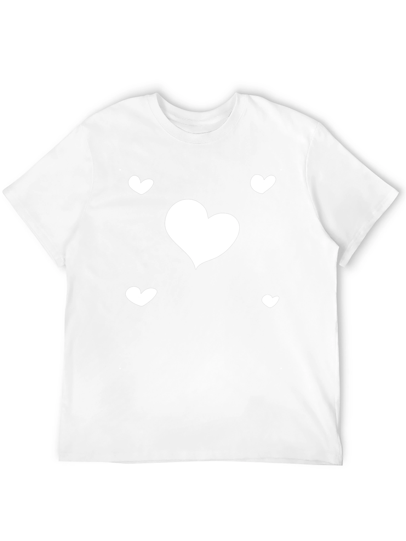Heart Print Black Casual T-Shirt