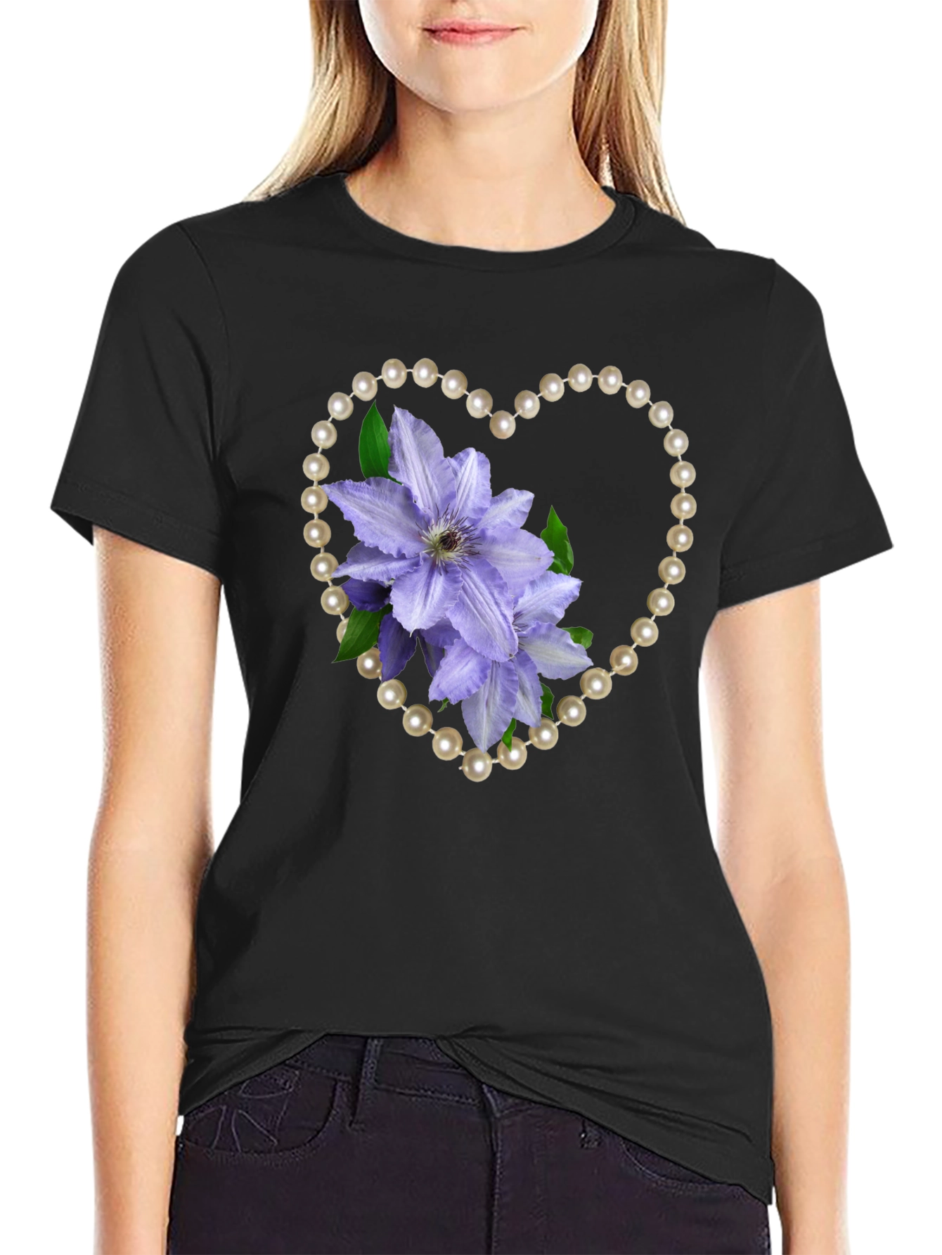 Floral Heart Pearl Tee