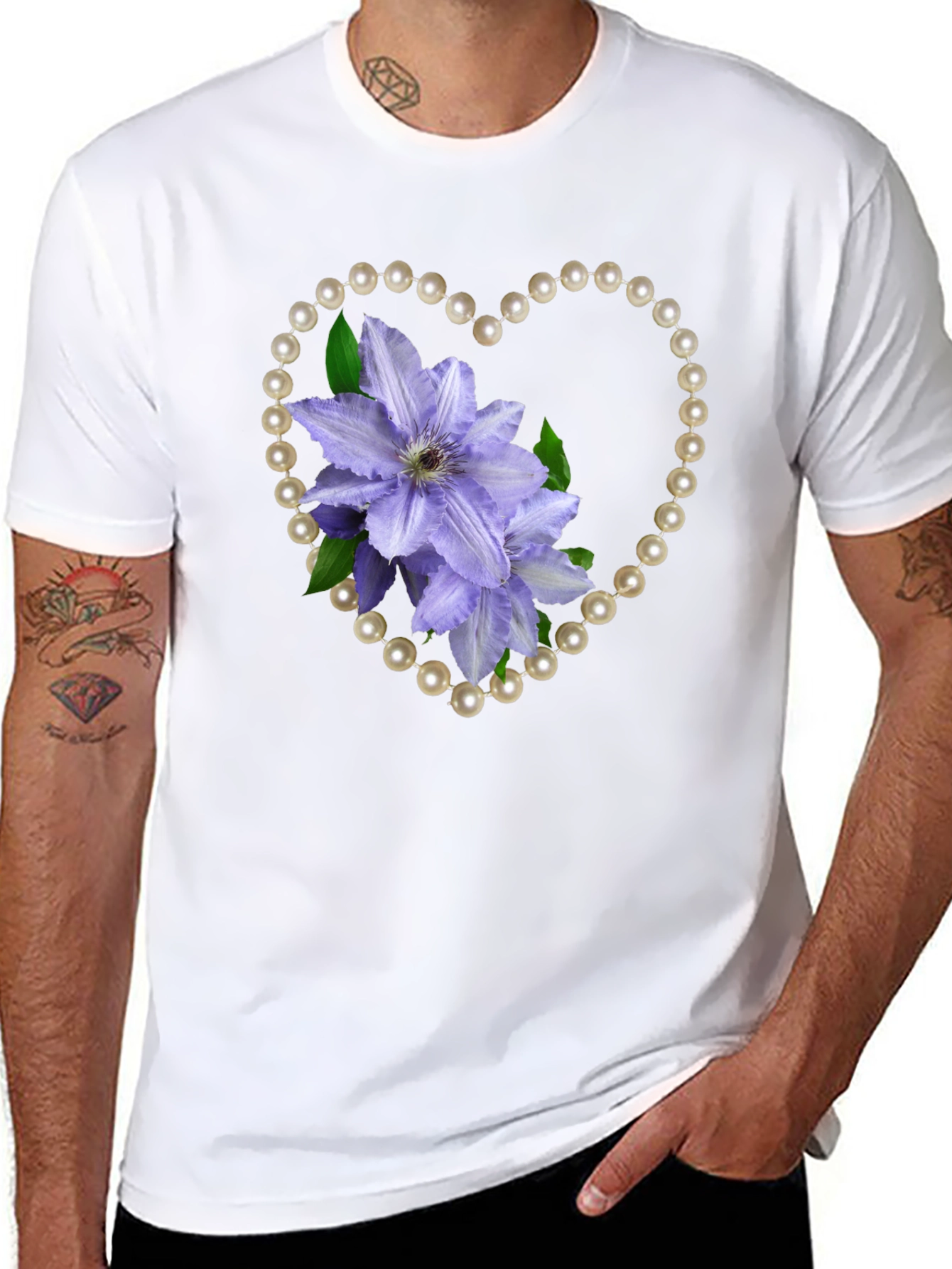 Floral Heart Pearl Tee