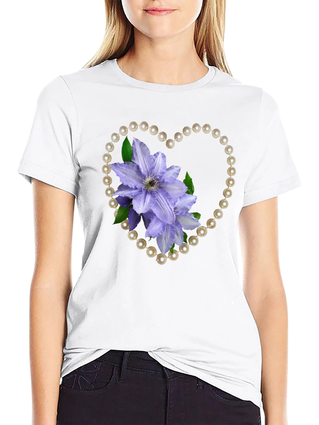 Floral Heart Pearl Tee