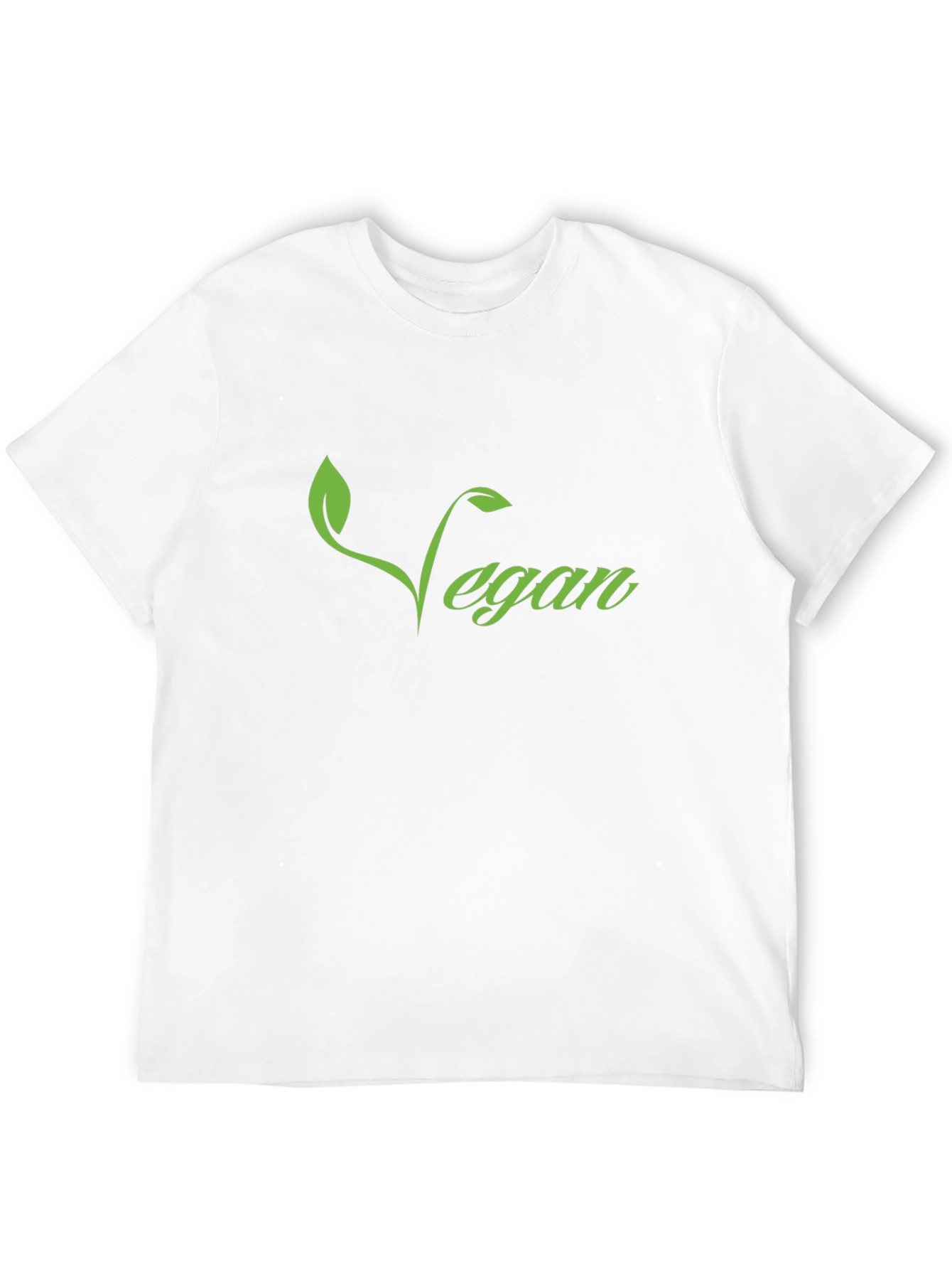 Vegan T-Shirt - Green Leaf Design Black Tee