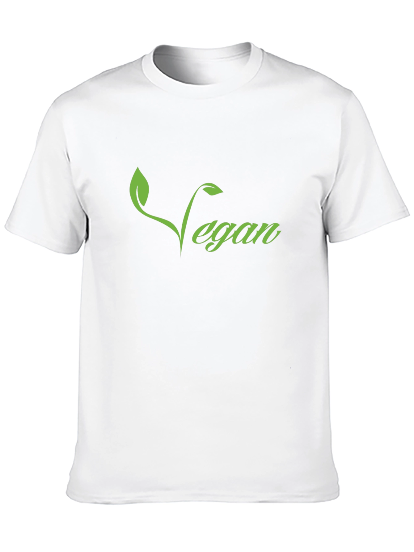Vegan T-Shirt - Green Leaf Design Black Tee