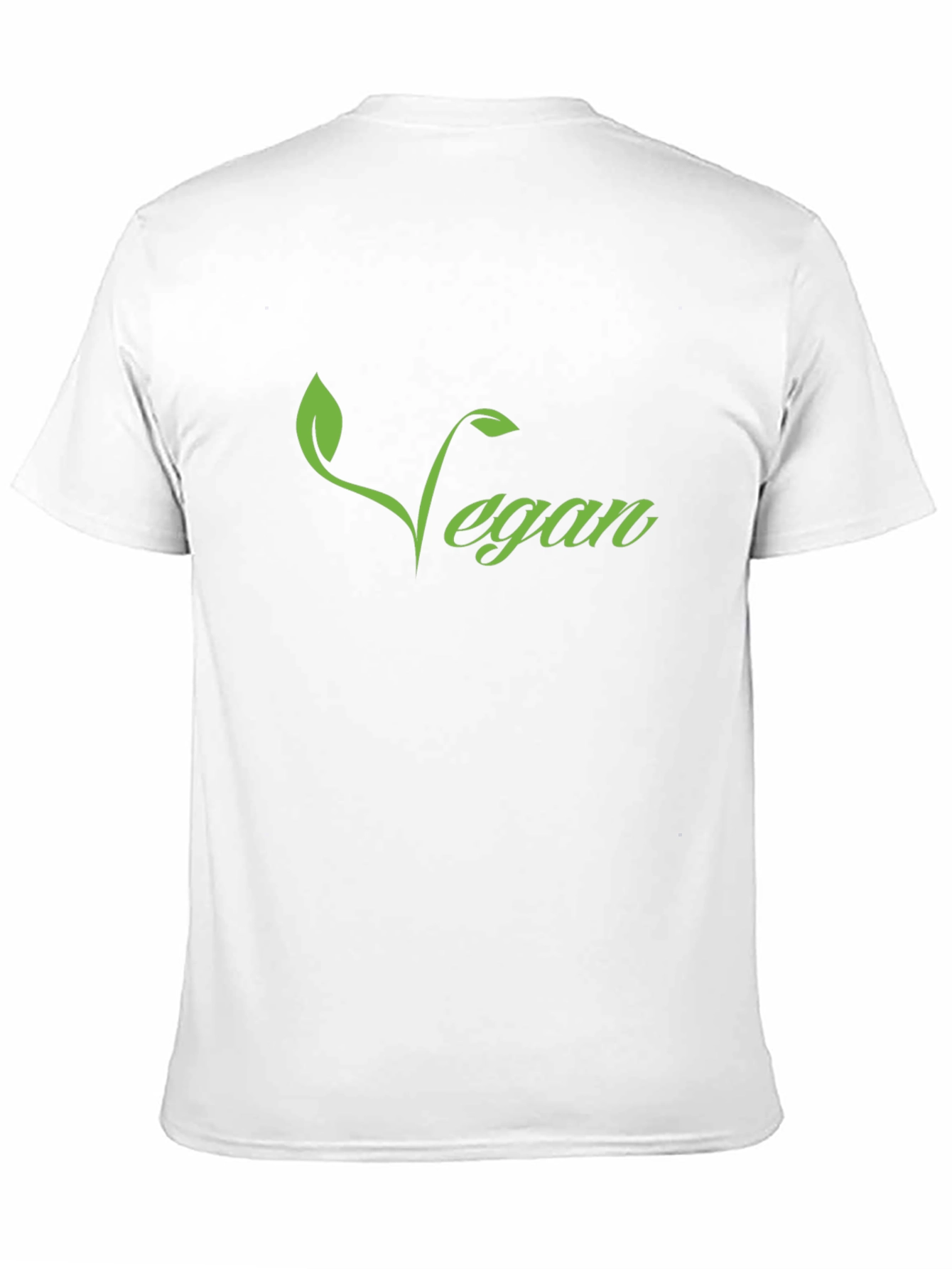 Vegan T-Shirt - Green Leaf Design Black Tee