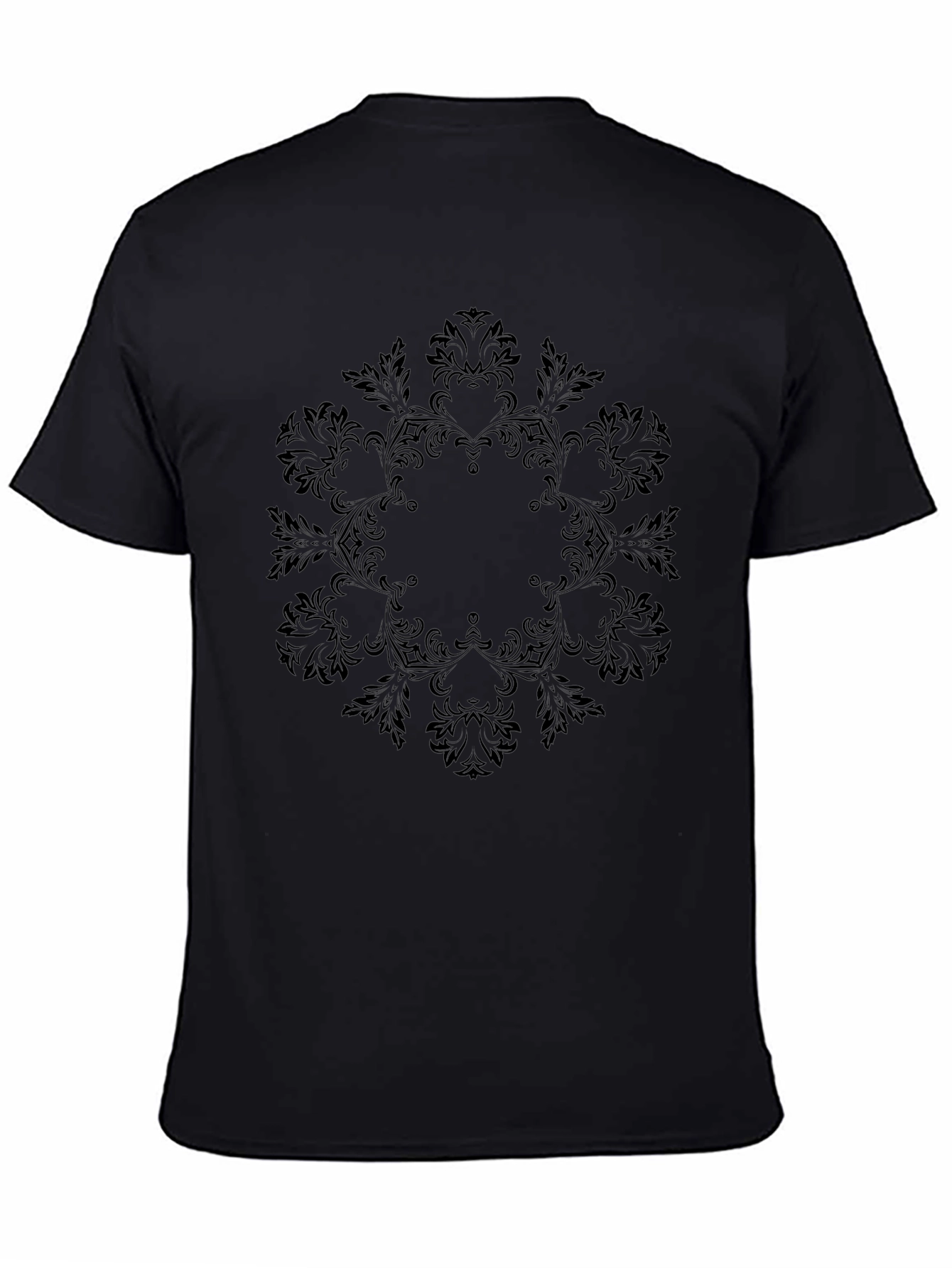 Elegant Black Floral Mandala T-Shirt