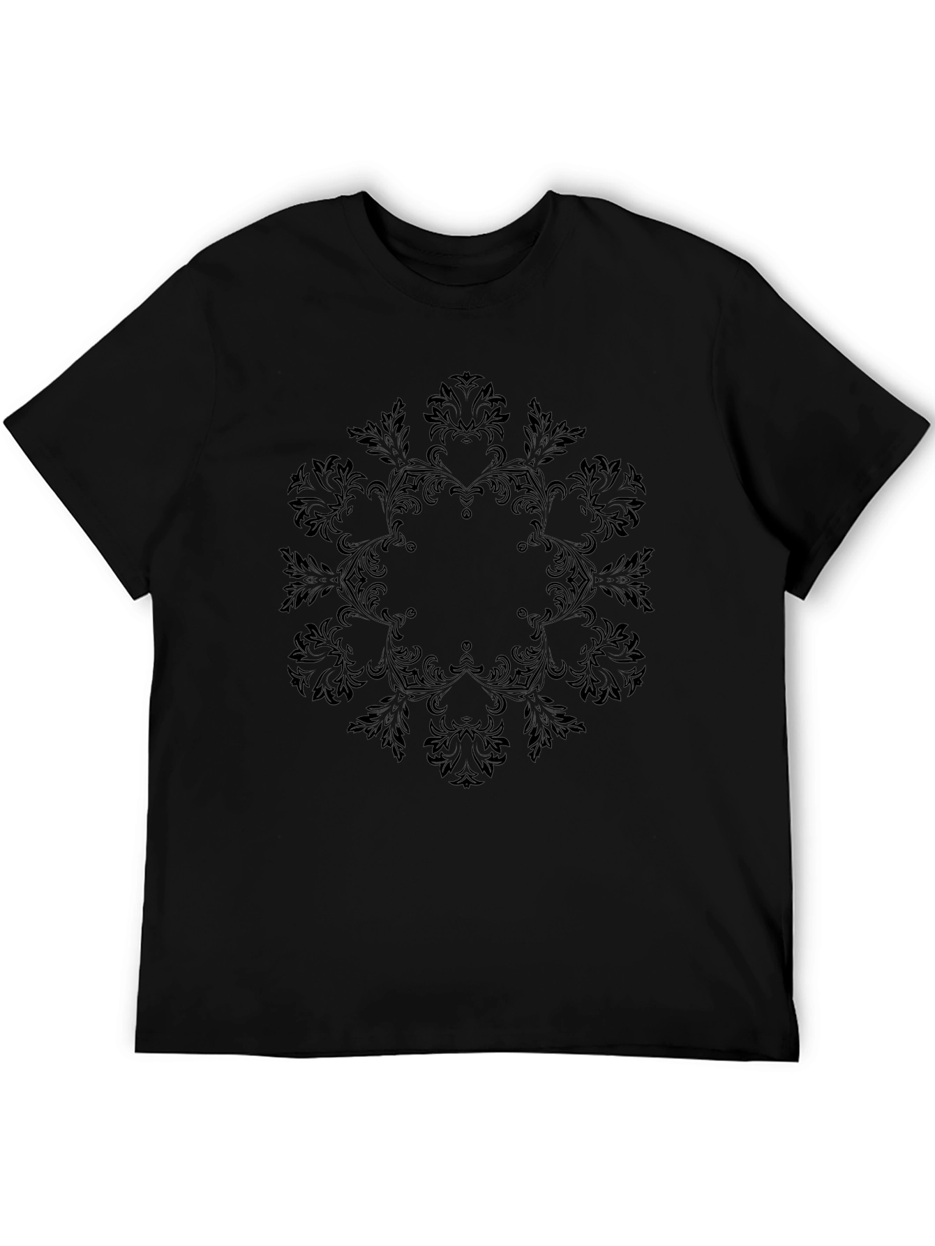 Elegant Black Floral Mandala T-Shirt