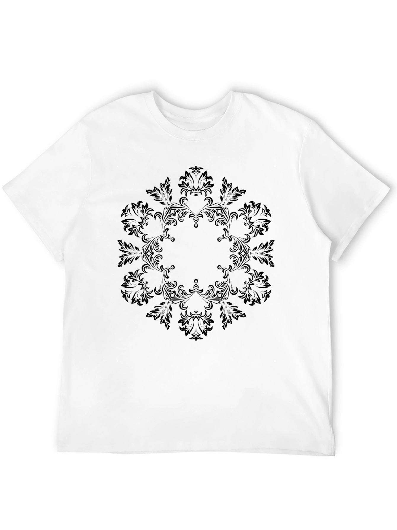 Elegant Black Floral Mandala T-Shirt