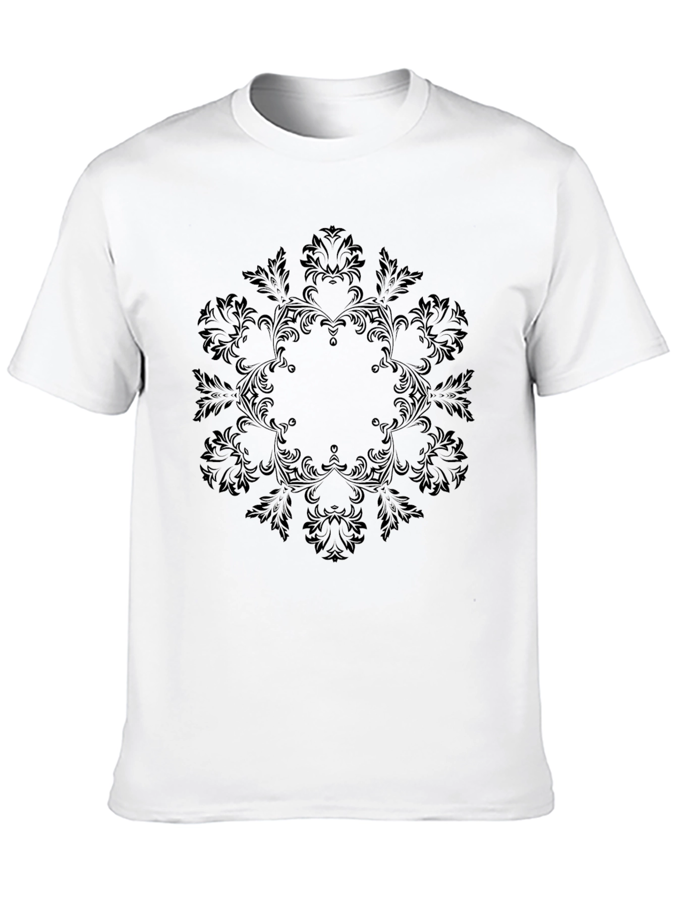 Elegant Black Floral Mandala T-Shirt
