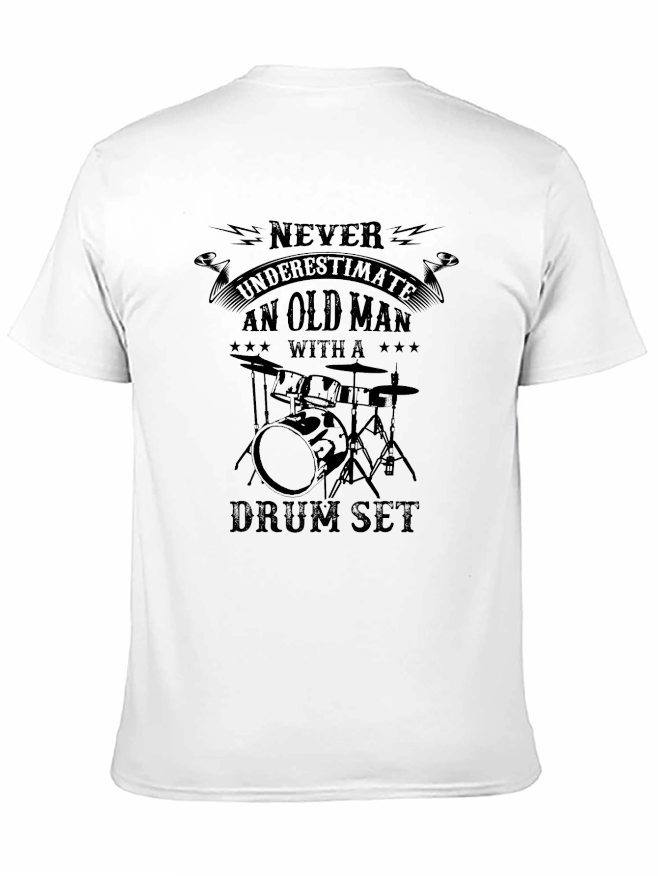 Old Man with Drum Set Graphic Tee