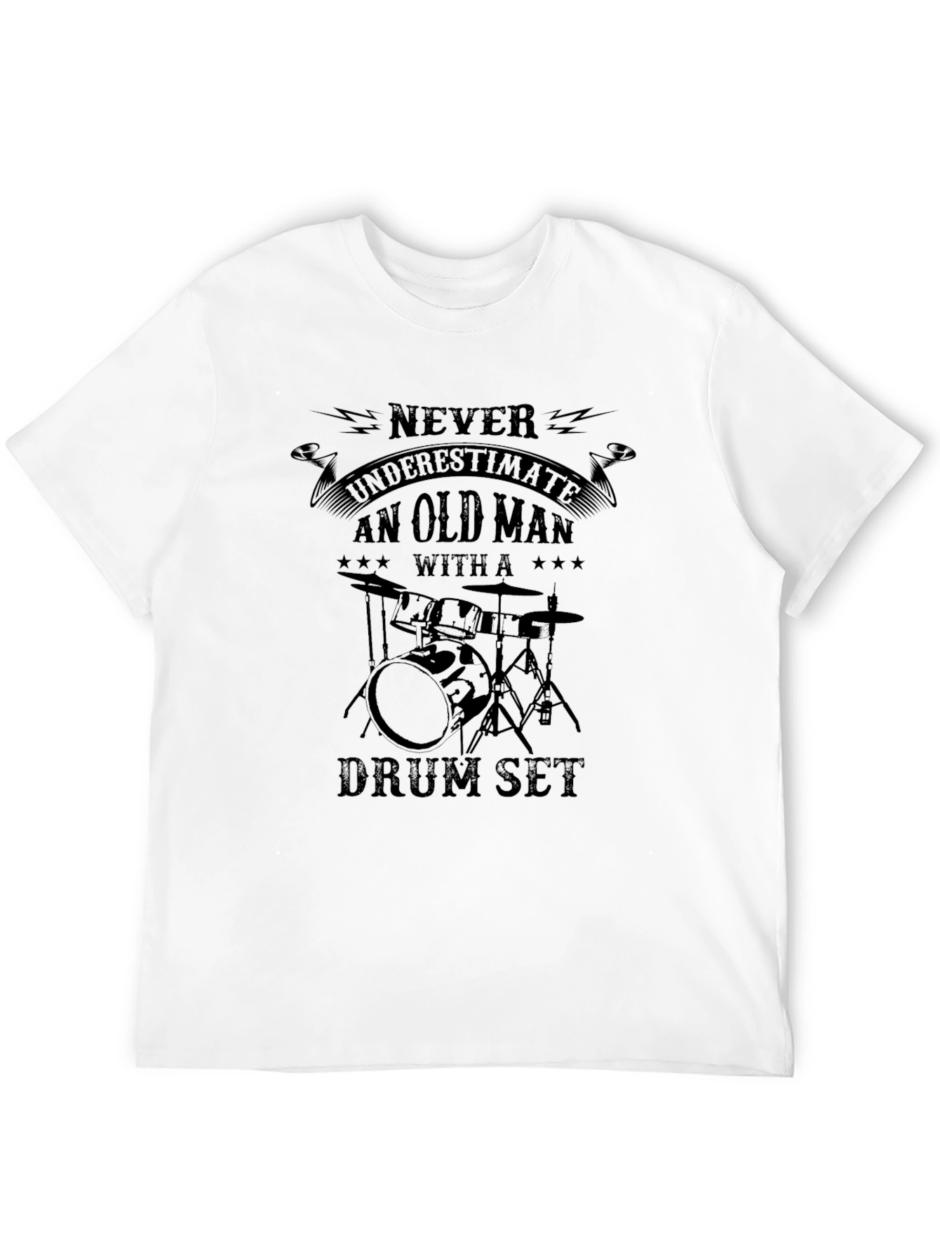 Old Man with Drum Set Graphic Tee
